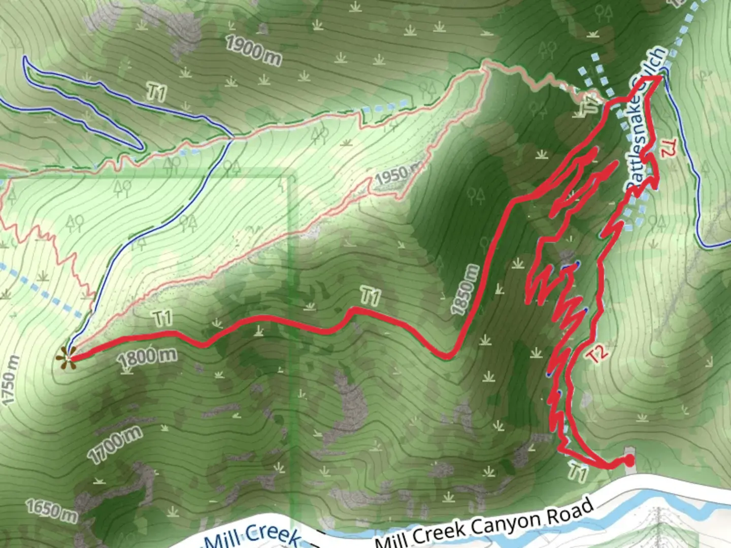 An image depicting the trail Rattlesnake Gulch trail, Pipeline Trail and Bonneville Shoreline Trail and its surrounding area.