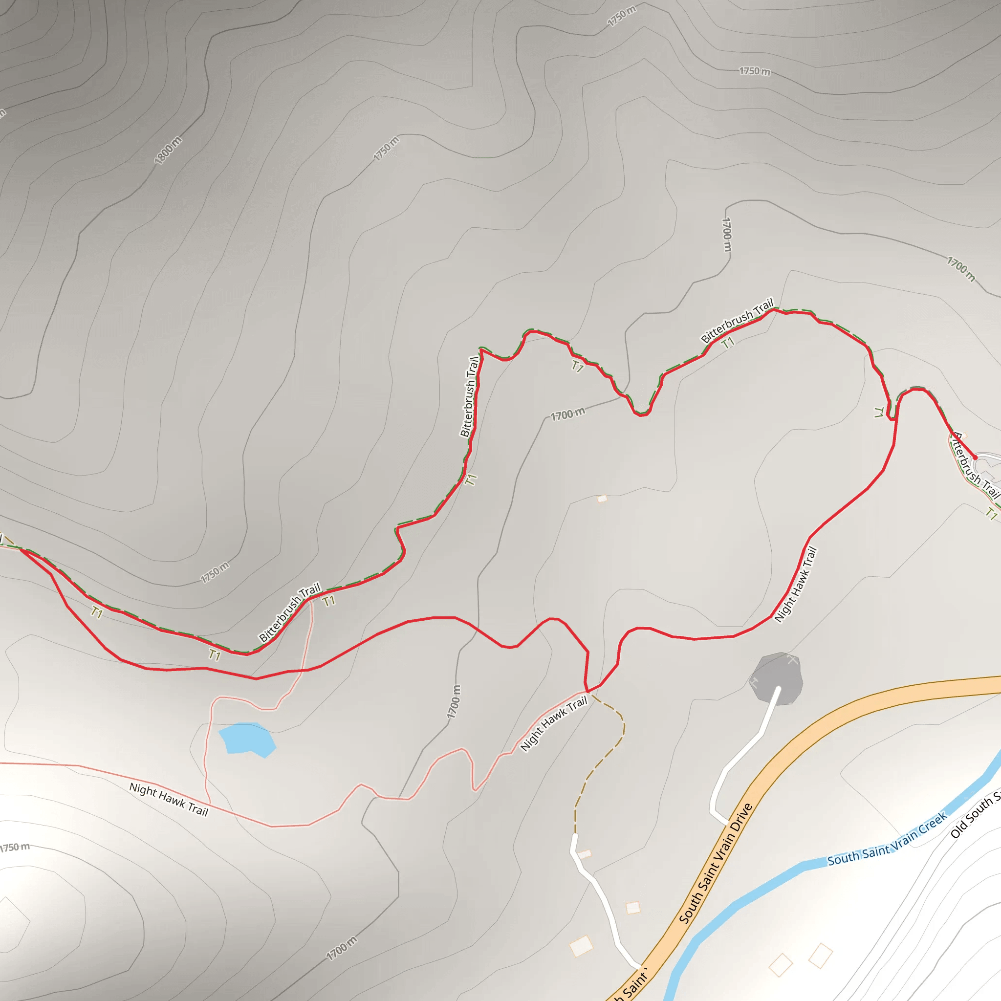 Night Hawk and Bitterbrush Loop Trail mobile static map