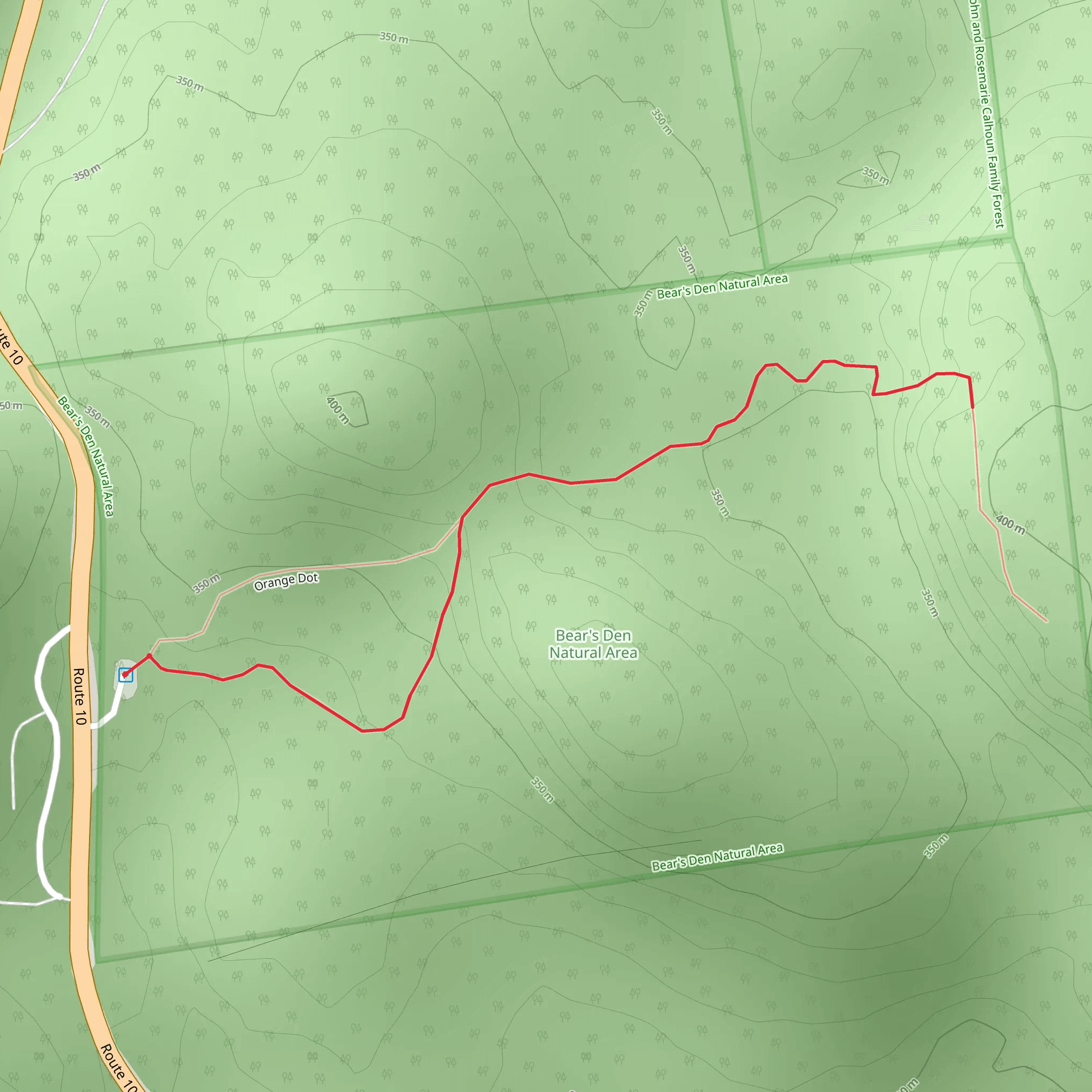 Bear Den Natural Area Out and Back mobile static map