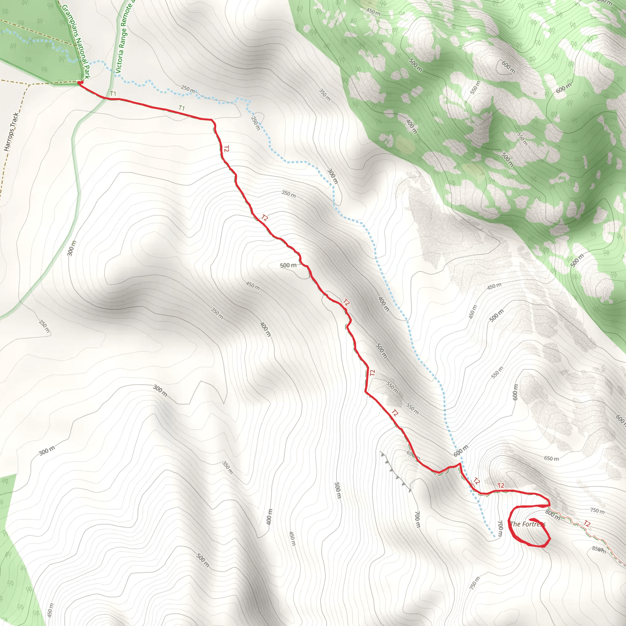 The Fortress from Harop Track mobile static map