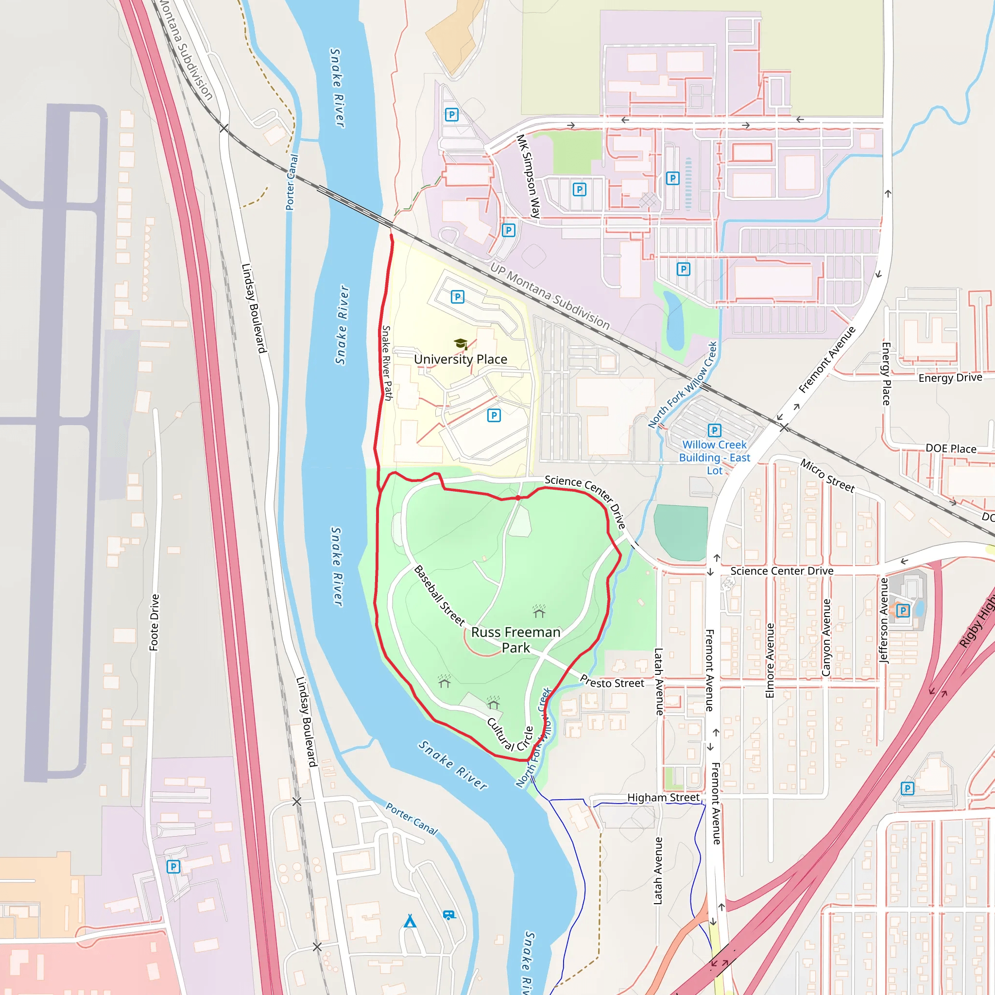 Snake River Path and Freeman Loop mobile static map