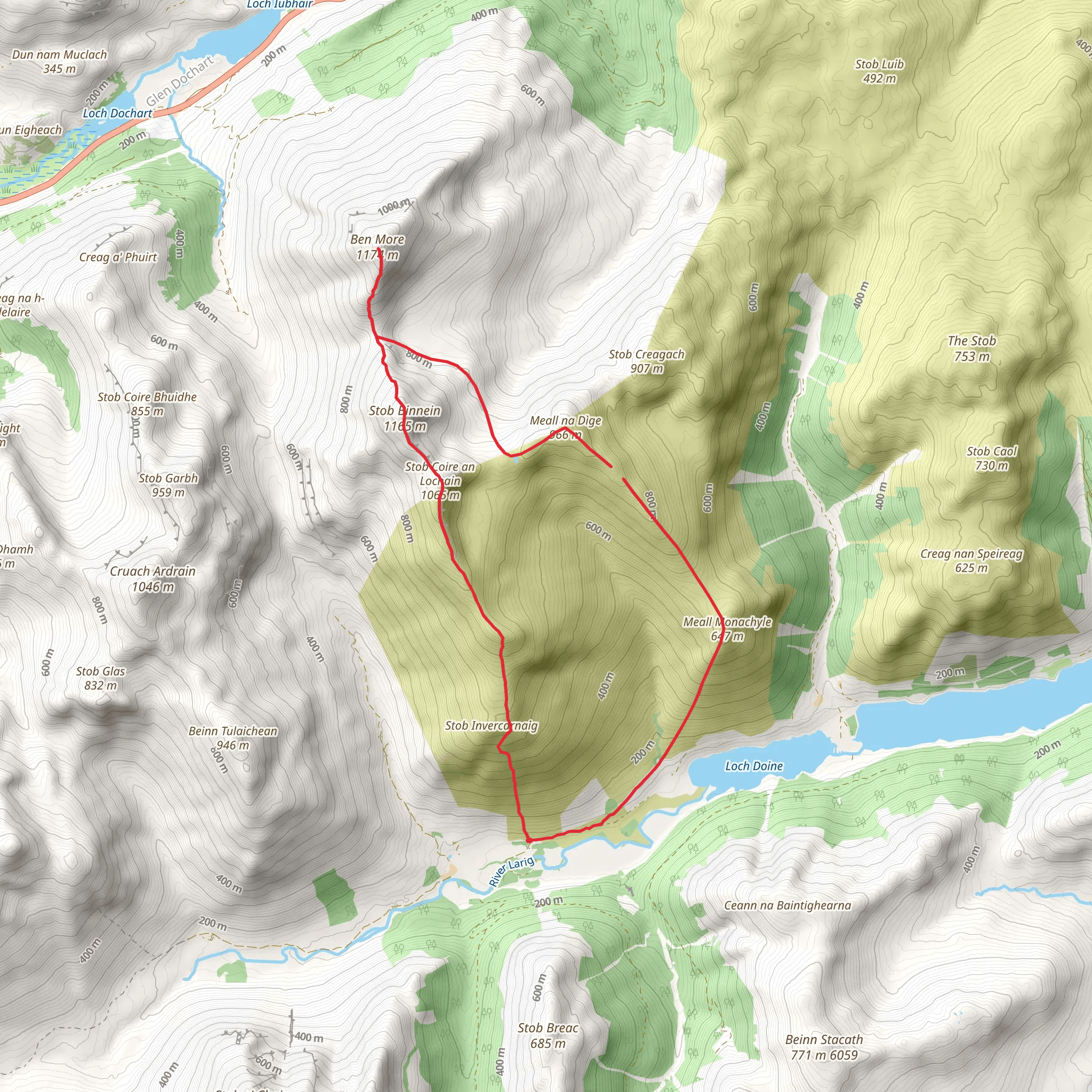 Stob Binnein to Ben More Loop mobile static map