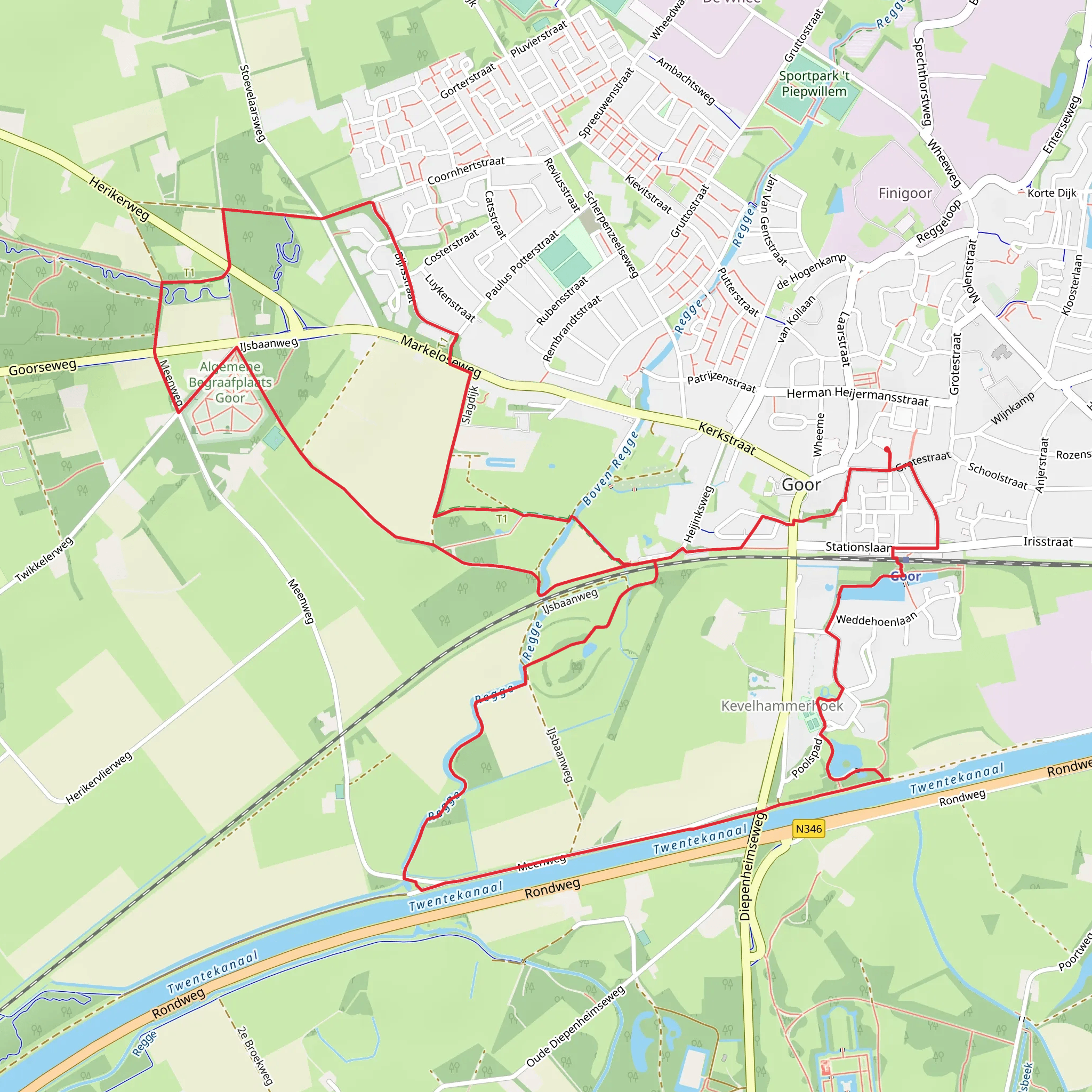 Zompepad and Twentekanaal via Reggepad mobile static map
