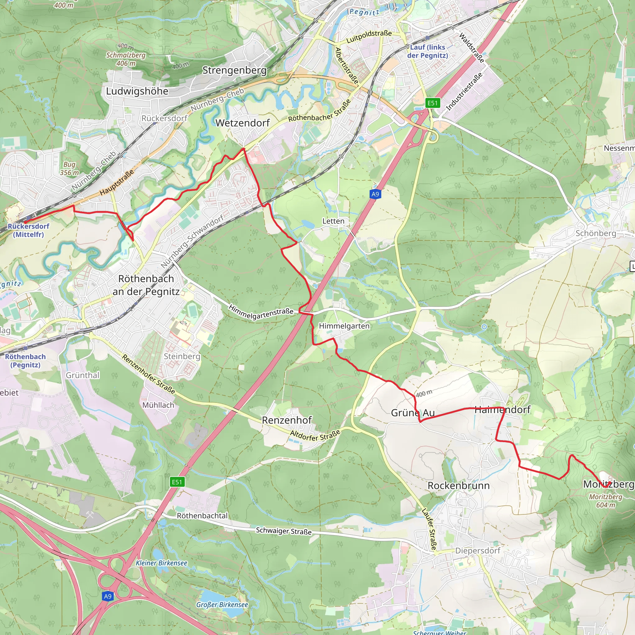 Rückersdorf to Moritzberg Walk mobile static map