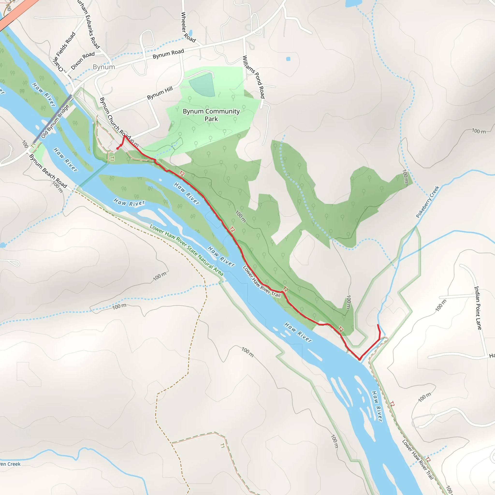 Lower Haw River Short Trail mobile static map