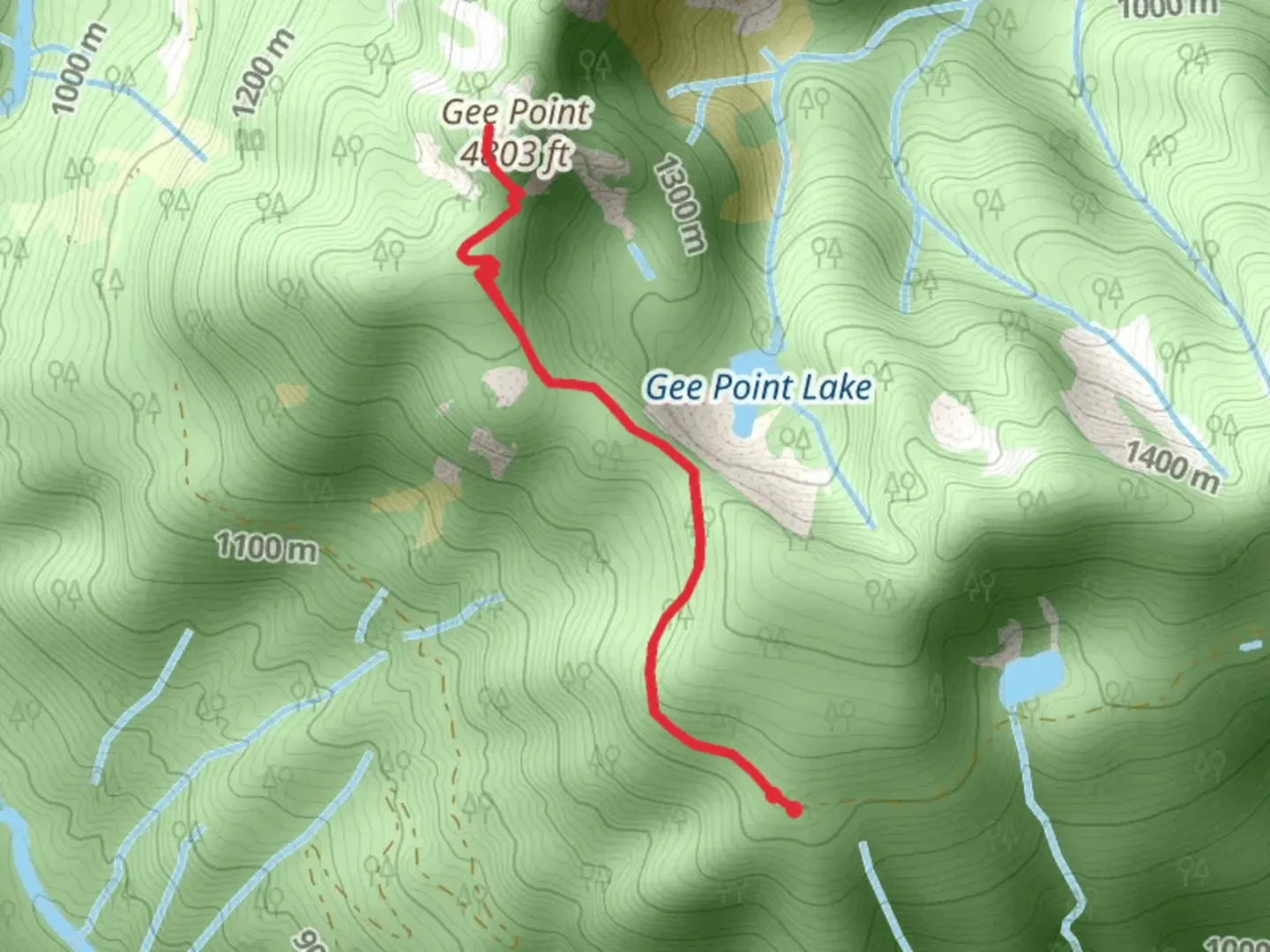 An image depicting the trail Gee Point Trail and its surrounding area.