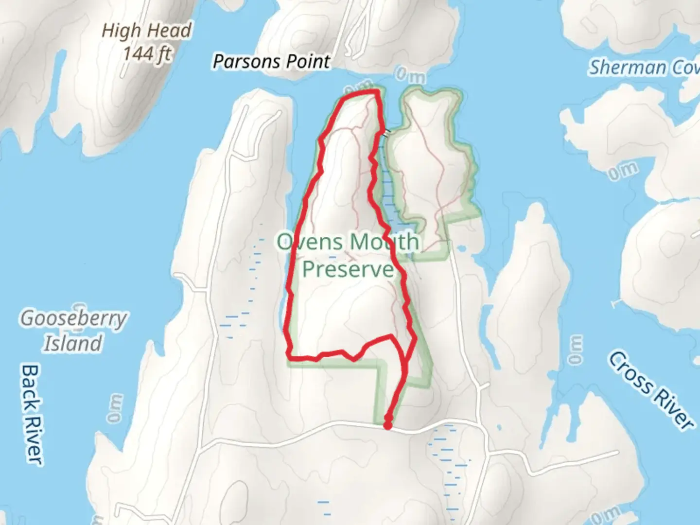 An image depicting the trail Ovens Mouth - Dover Cross Road Loop and its surrounding area.
