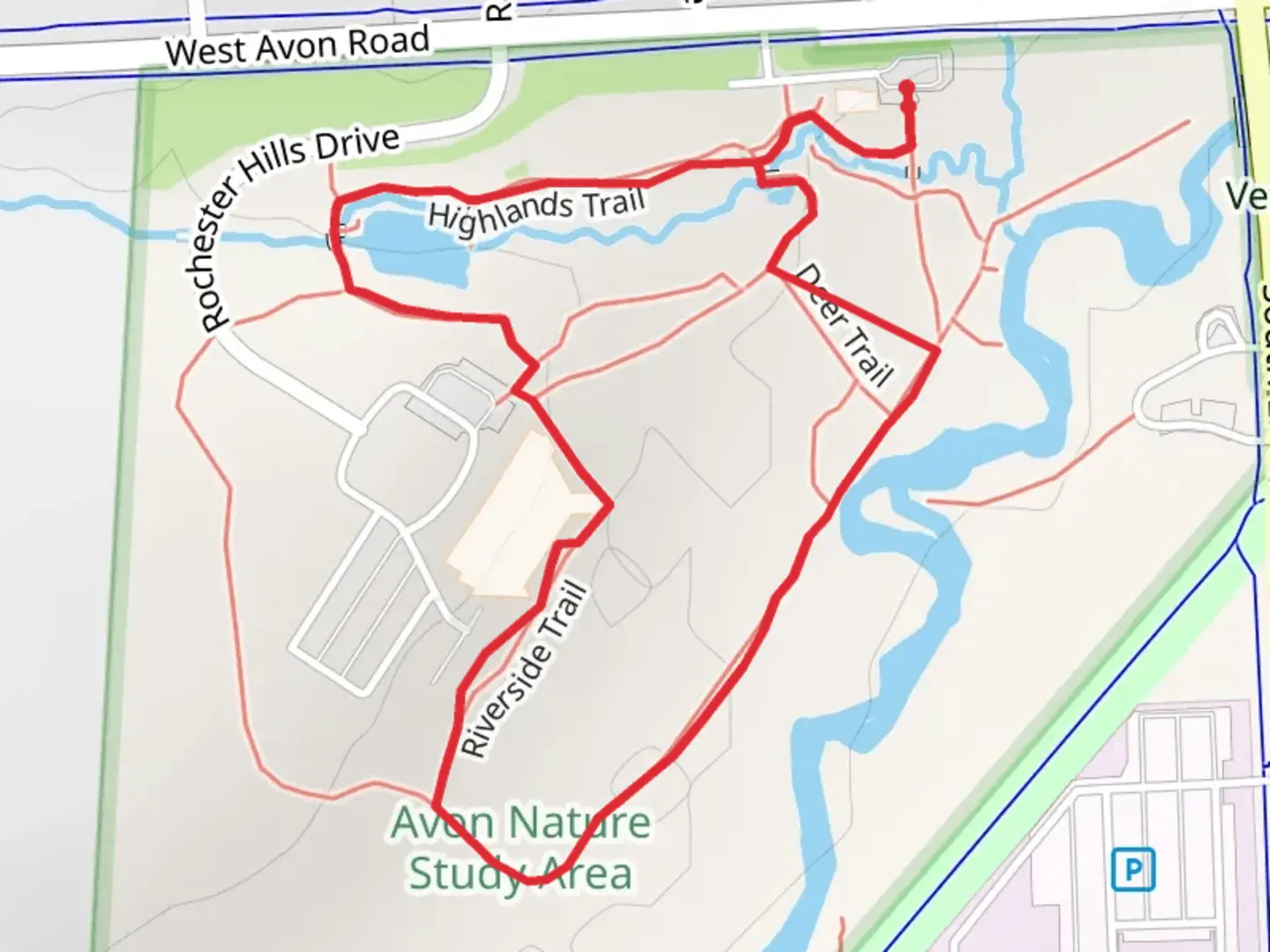 An image depicting the trail Highlands, Riverside and Deer Loop Trail and its surrounding area.