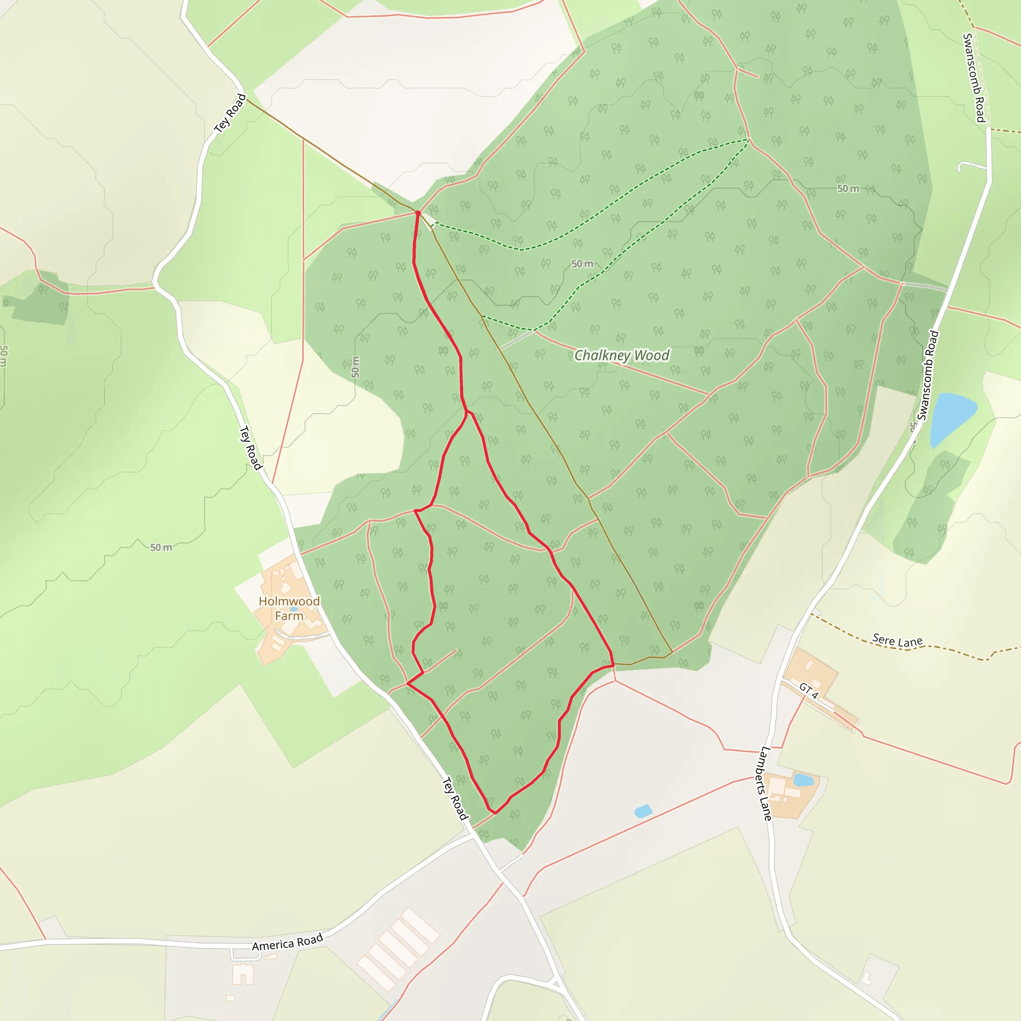 Chalkney Wood Loop mobile static map