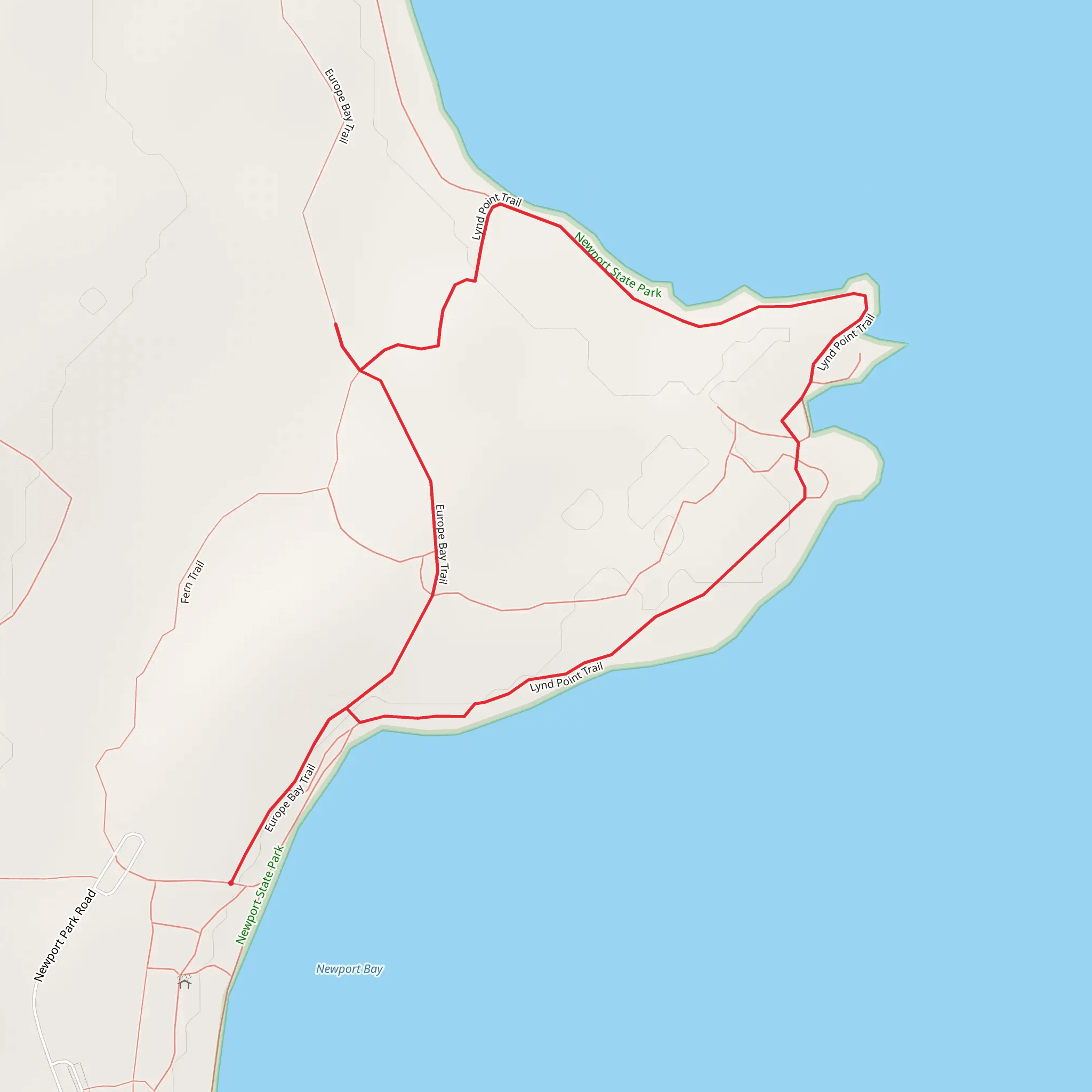 Europe Bay Trail and Lynd Point Trail Loop mobile static map