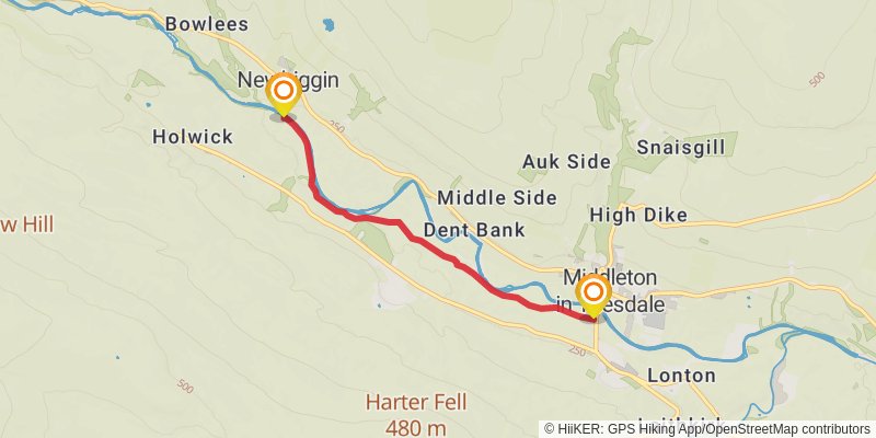 Stranraer to Middleton in Teesdale Walk stage 28 Map