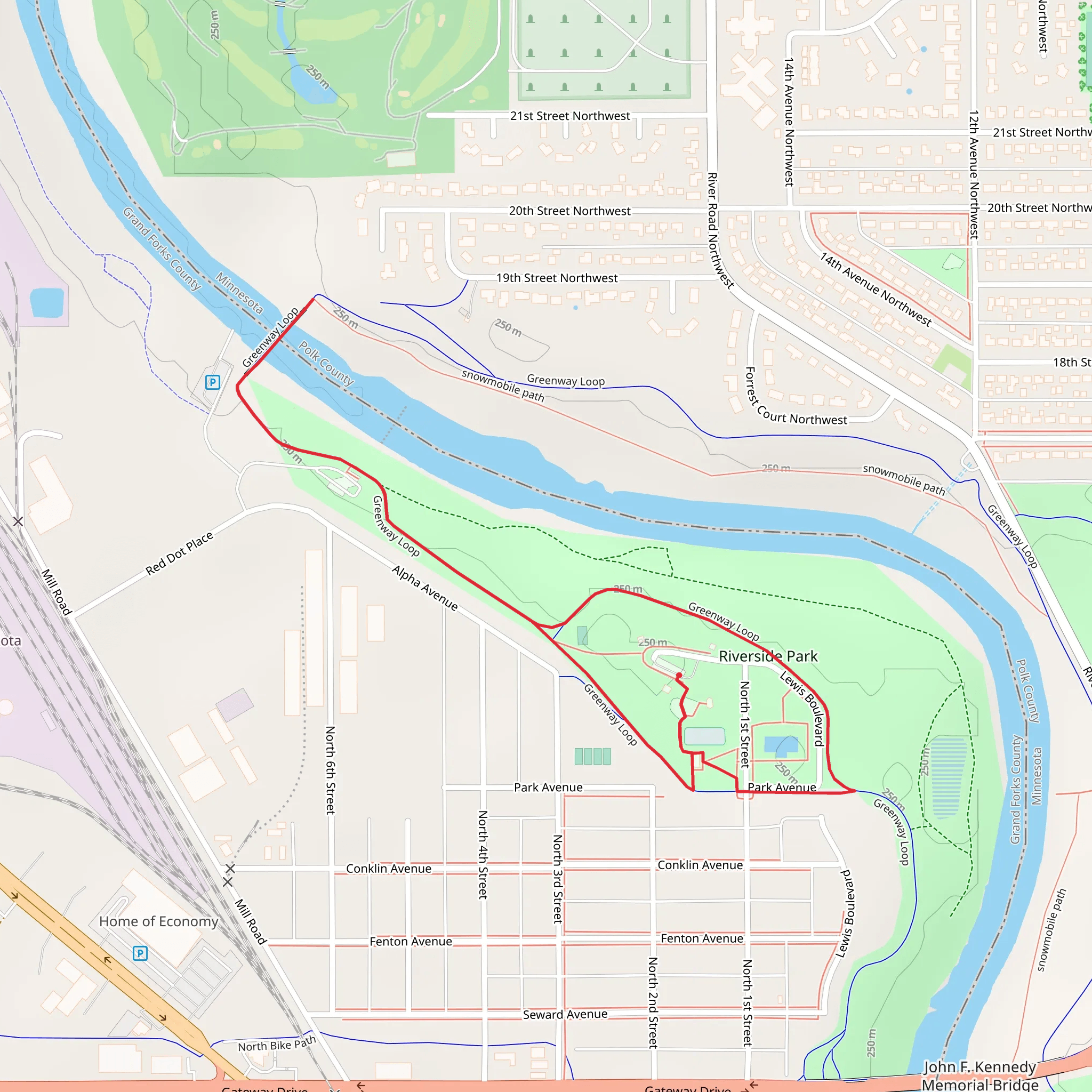 Greenway Path and Riverside Park Loop mobile static map