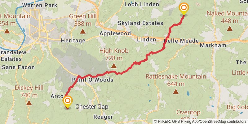 Appalachian Trail stage 100 Map