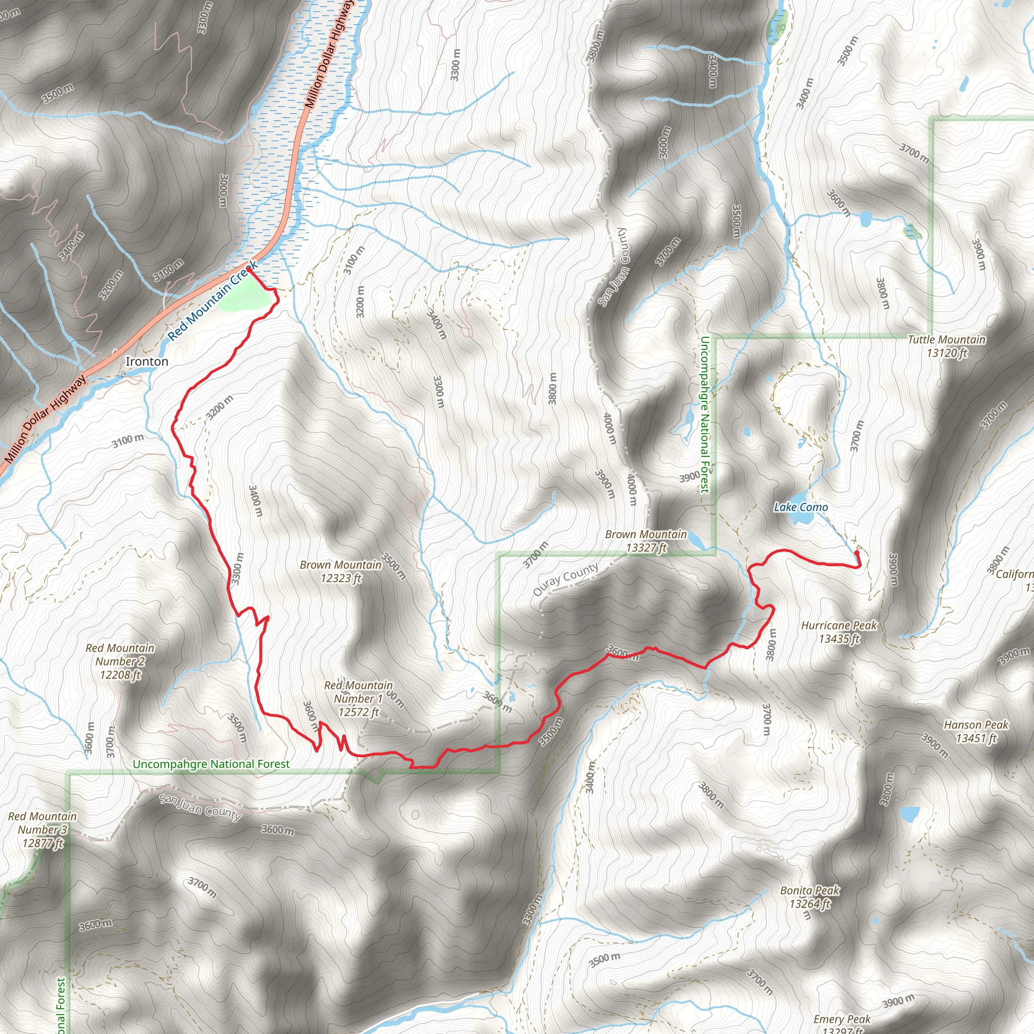 Corkscrew Pass via Corkscrew Gulch Road mobile static map