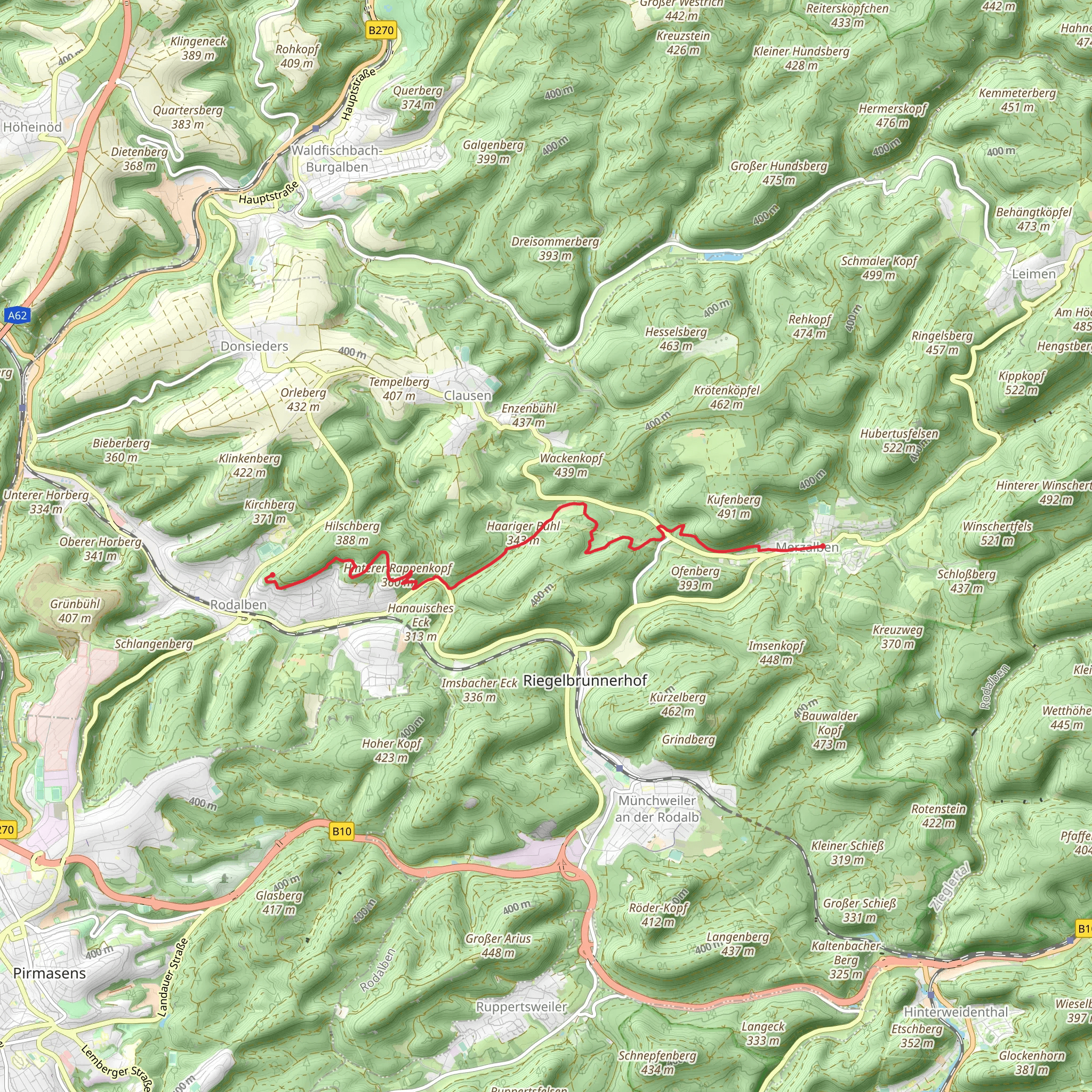 Rodalben to Merzalben via Pfaelzer Waldpfad mobile static map