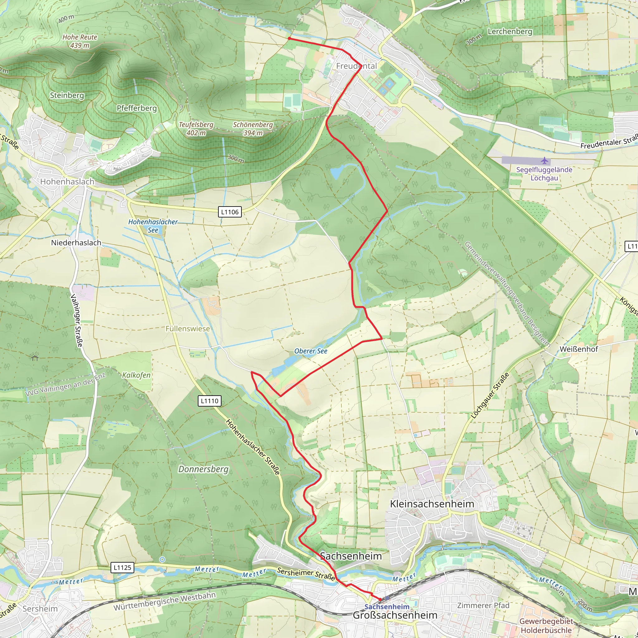 Freudental Sachsenheim via Besen and Sachsenheim mobile static map
