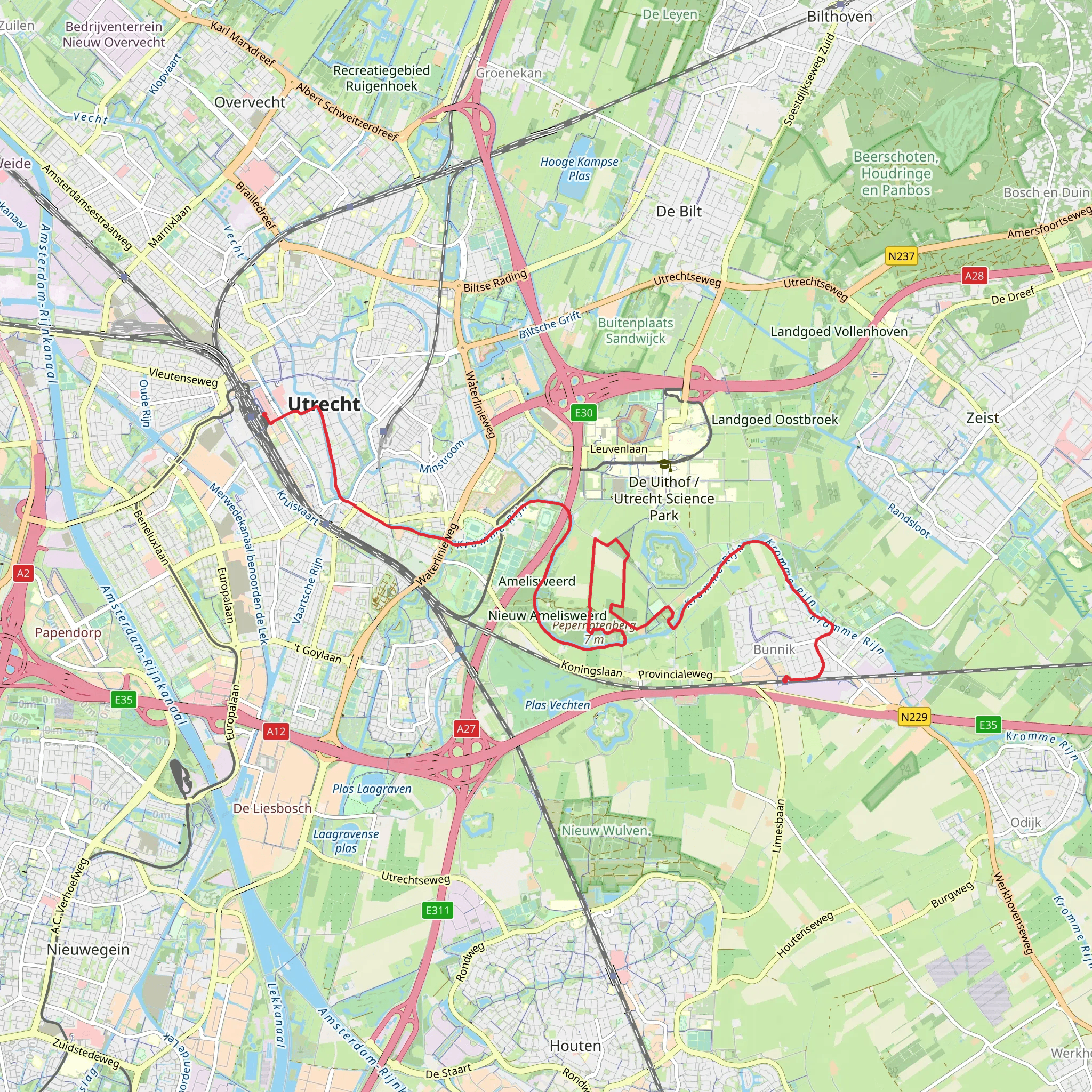 Bunnik to Centrumzijde via Strick van Linschotentaan mobile static map