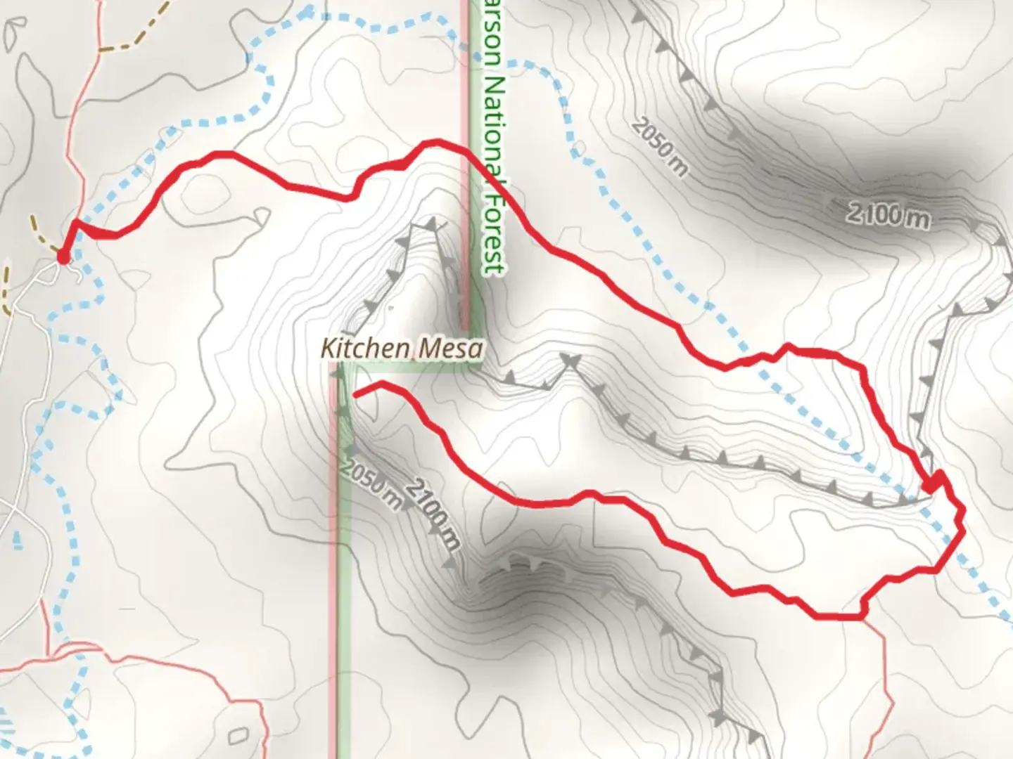 An image depicting the trail Kitchen Mesa Trail and its surrounding area.
