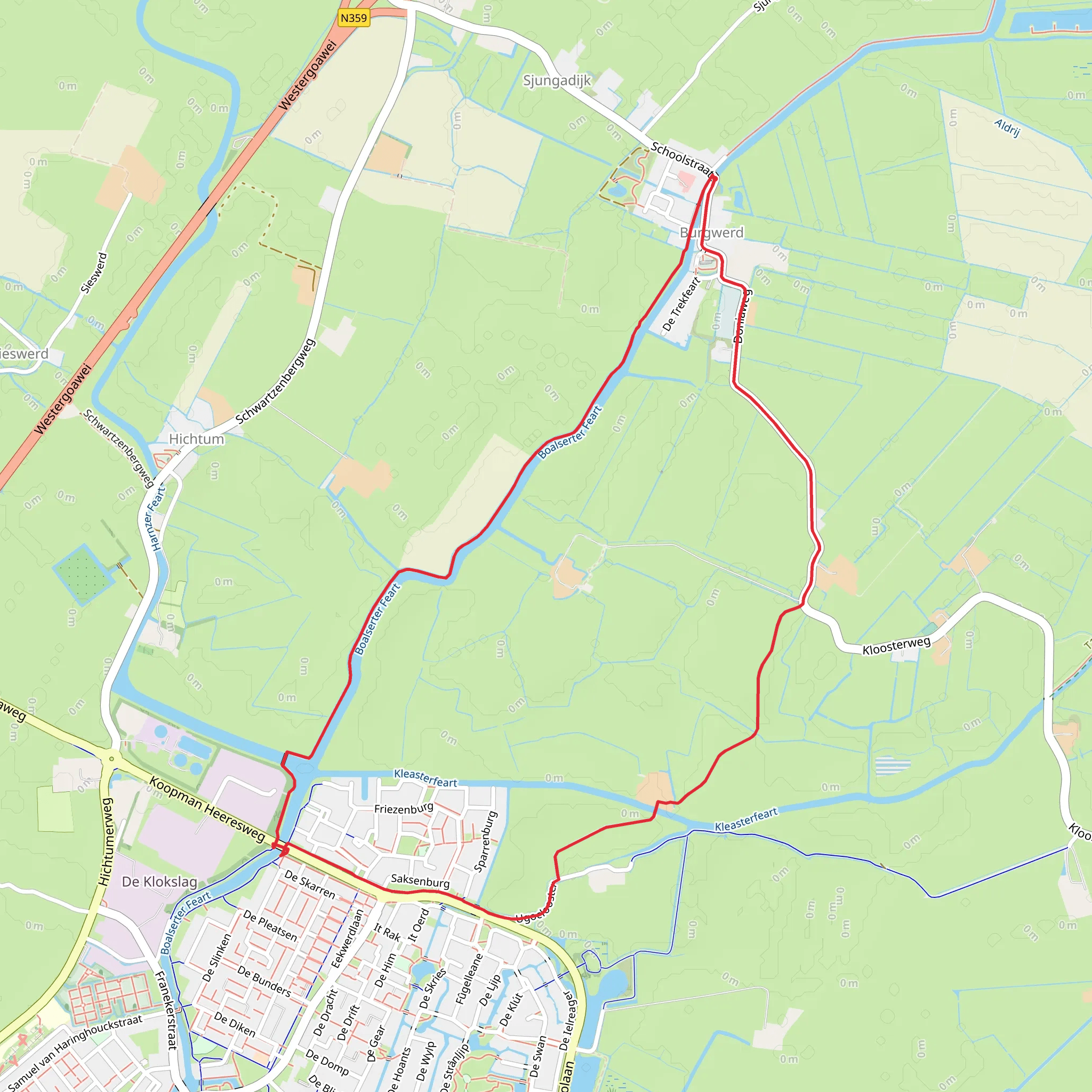 Boalserter Feart via Trekpad and Klooster Weg mobile static map