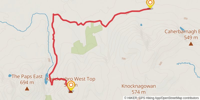 Caherbarnagh to Knocknabro Mountain Loop stage 2 Map