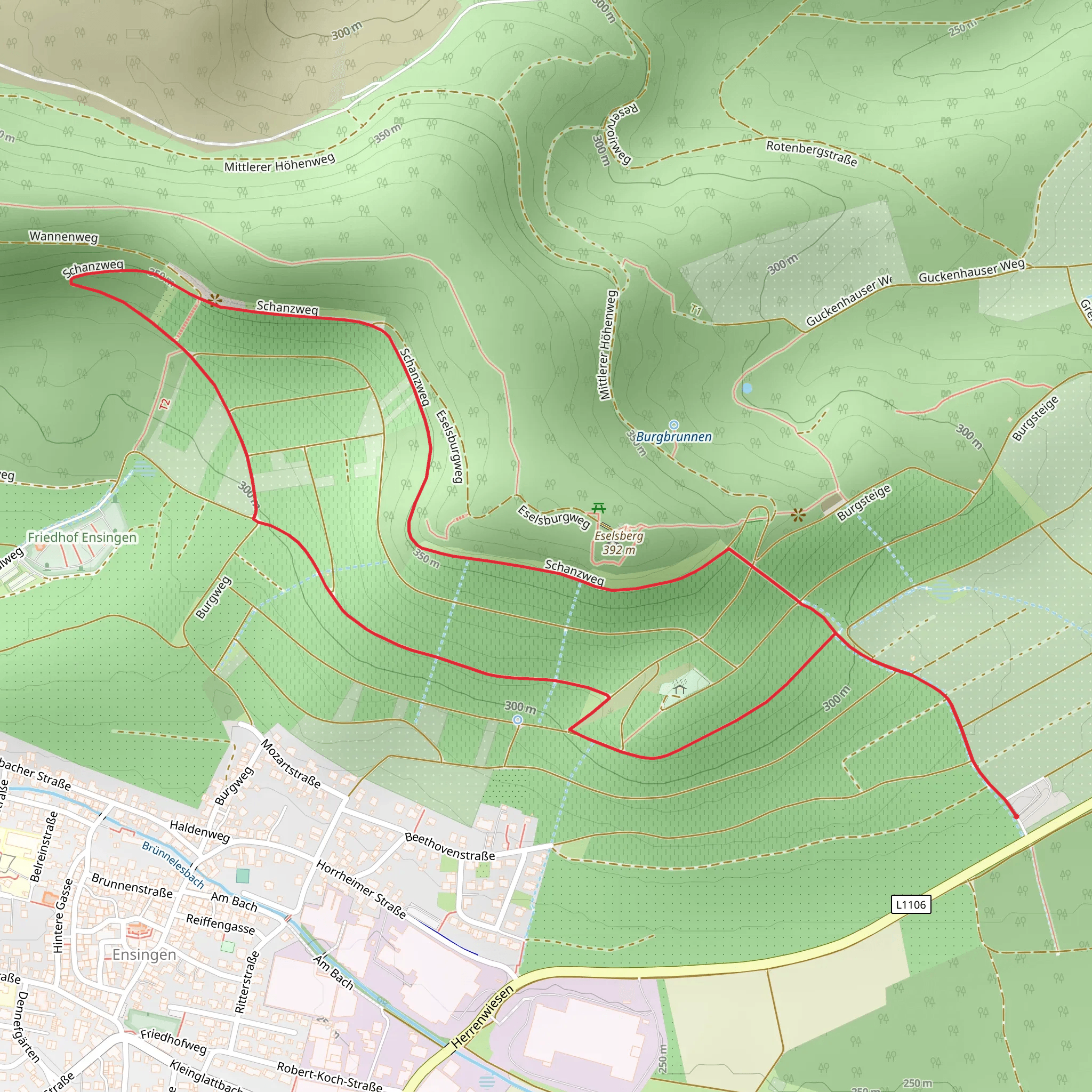 Natur-Lehrgarten and Eselsberg Loop mobile static map