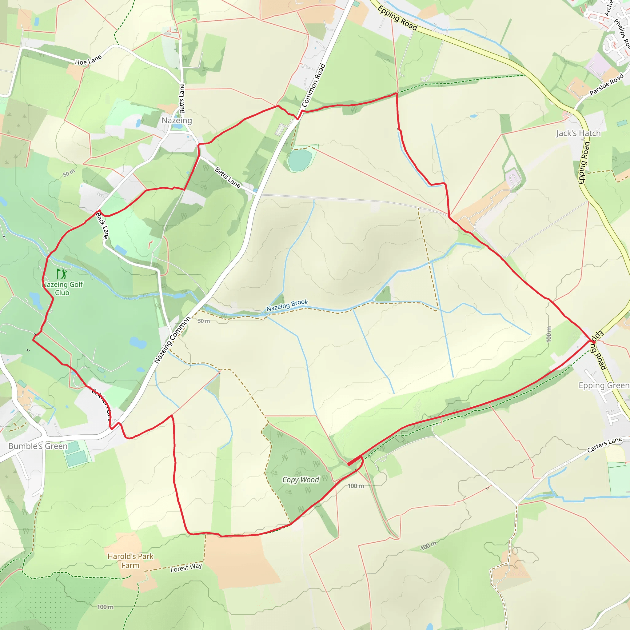 Nazeing Circular from Epping Green mobile static map
