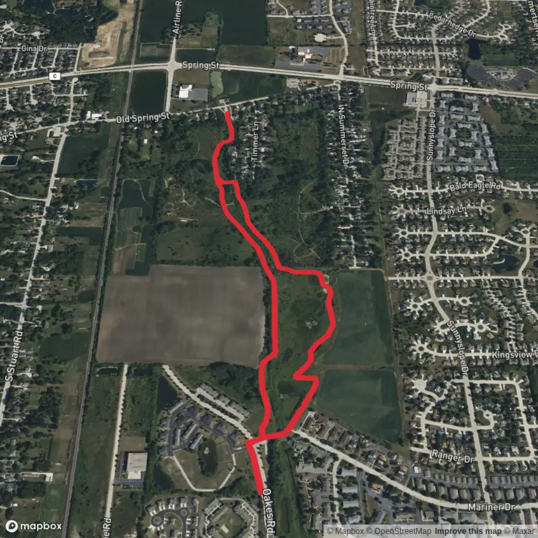 An image depicting the trail Pike River Pathway Loop and its surrounding area.