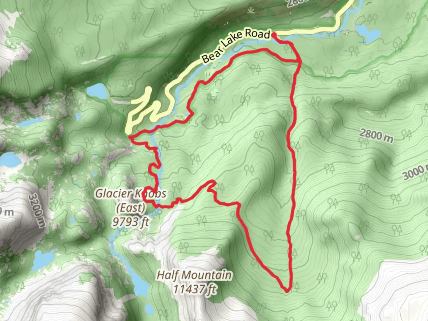 An image depicting the trail Boulder Brook Trail, North Longs Peak Trail and Glacier Creek Loop Trail and its surrounding area.