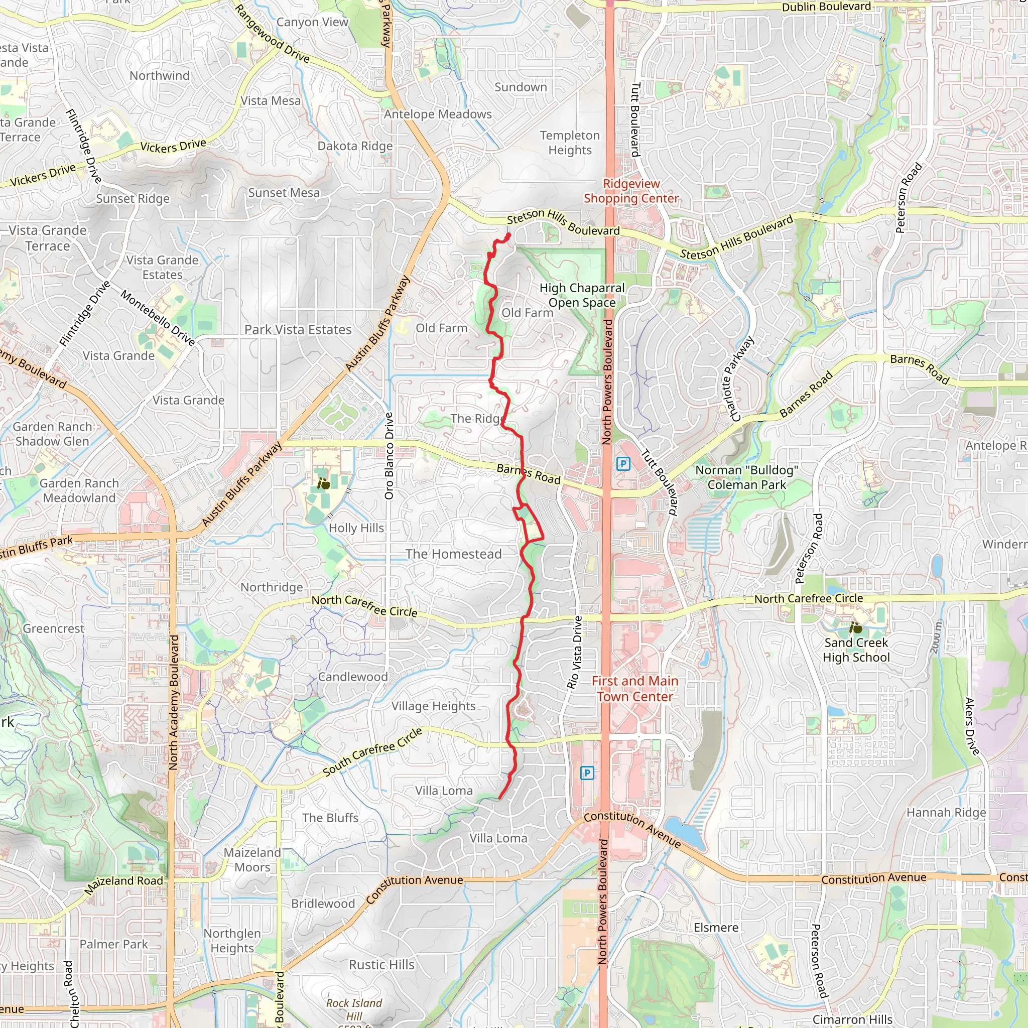 Homestead Trail - Stetson Hills Boulevard mobile static map