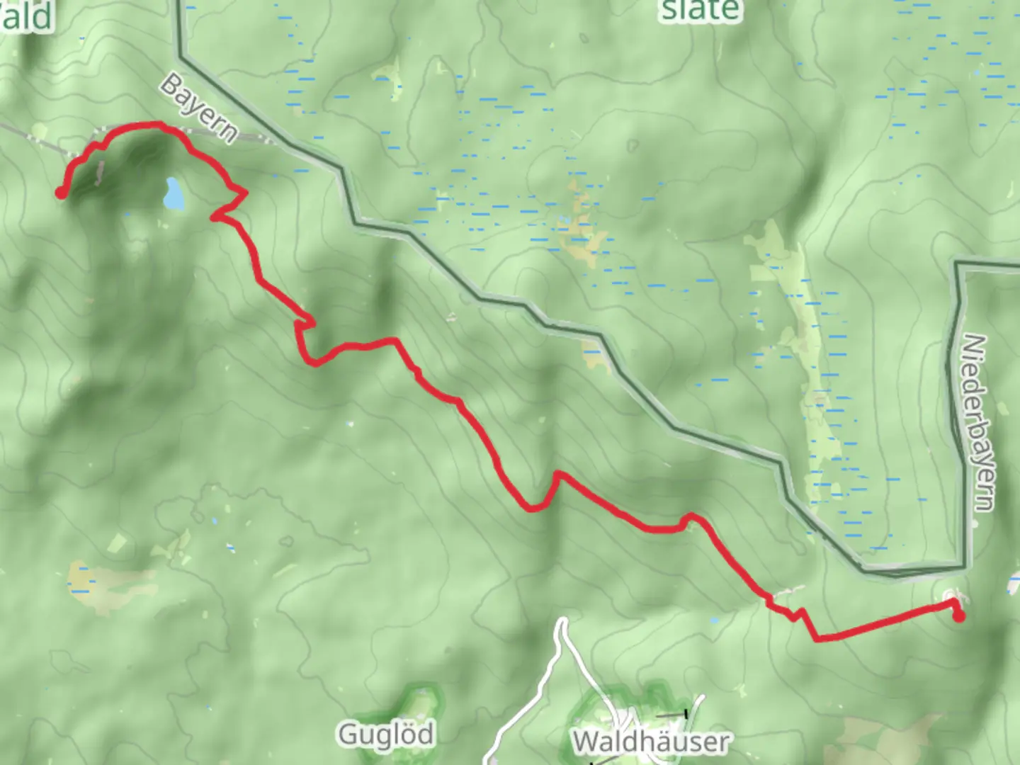 An image depicting the trail Großer Rachel to Lusen Peak Walk via AUerhahn and its surrounding area.