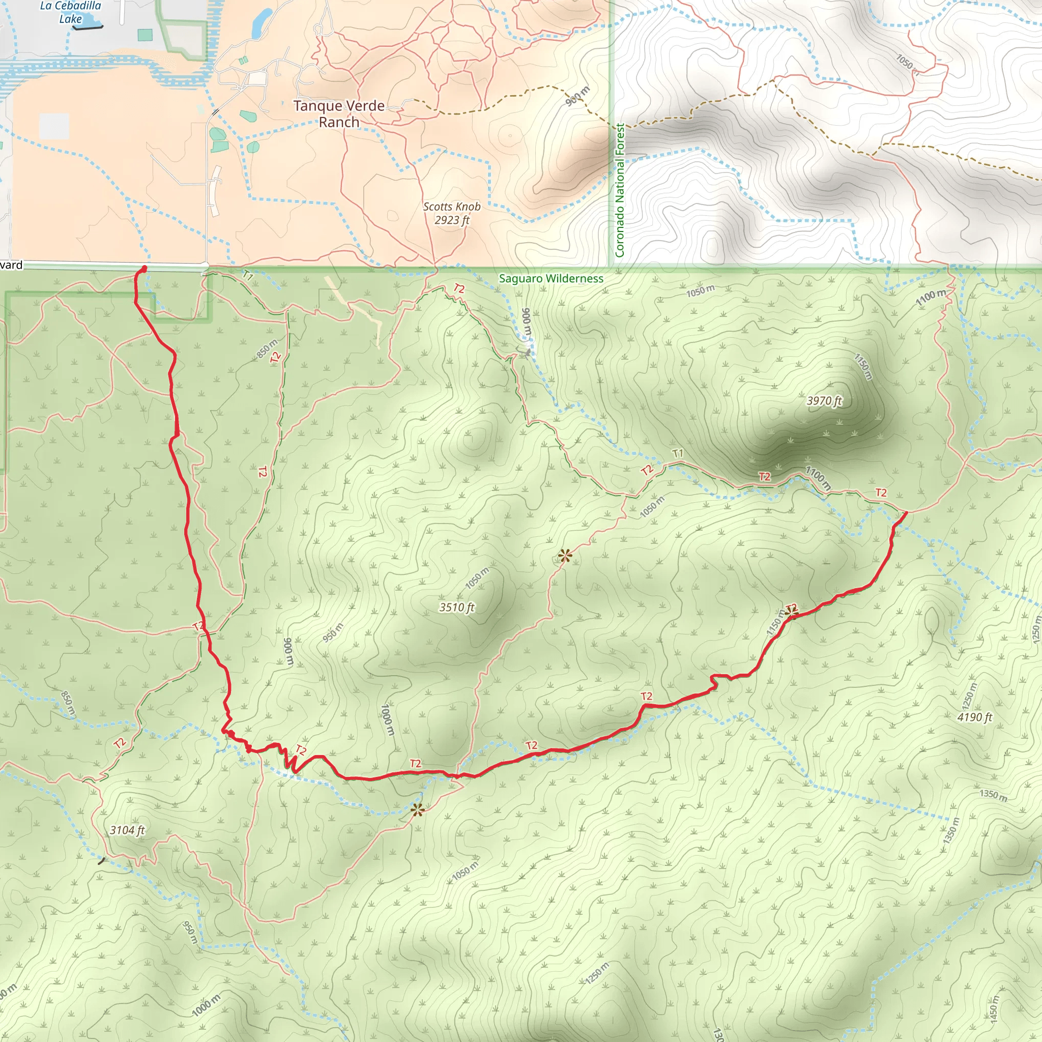 Three Tank Trail via WildHorse Trail mobile static map