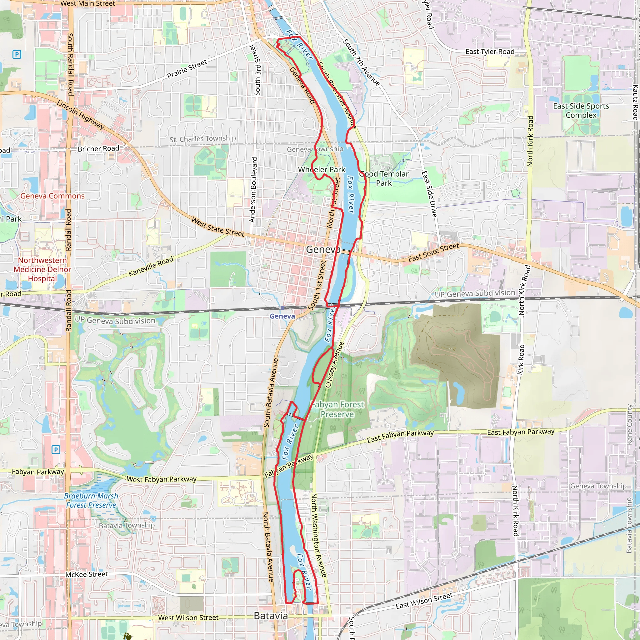 Mount Saint Mary Park, Wheeler Park and Batavia Riverwalk mobile static map