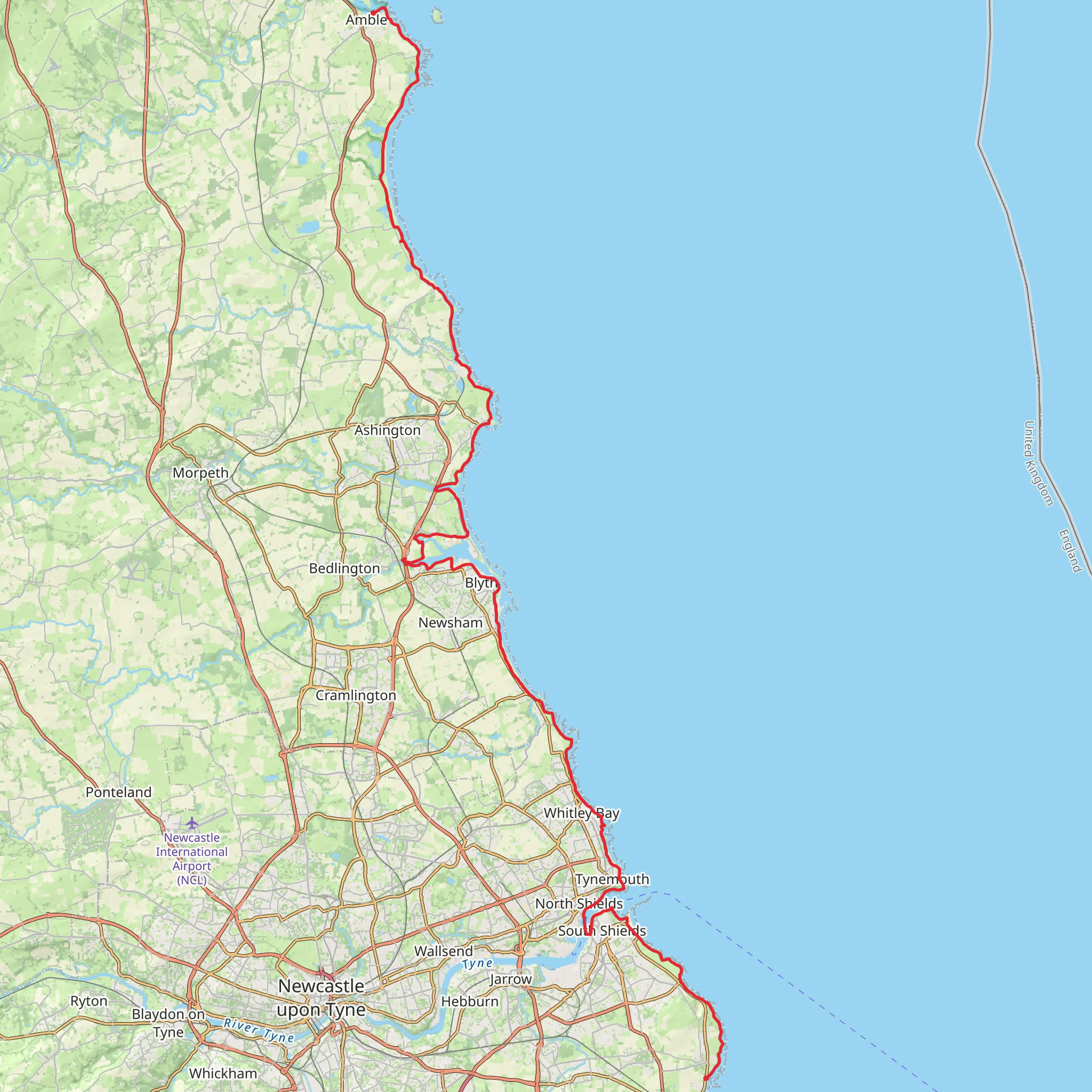 England Coast Path - South Bents to Amble mobile static map