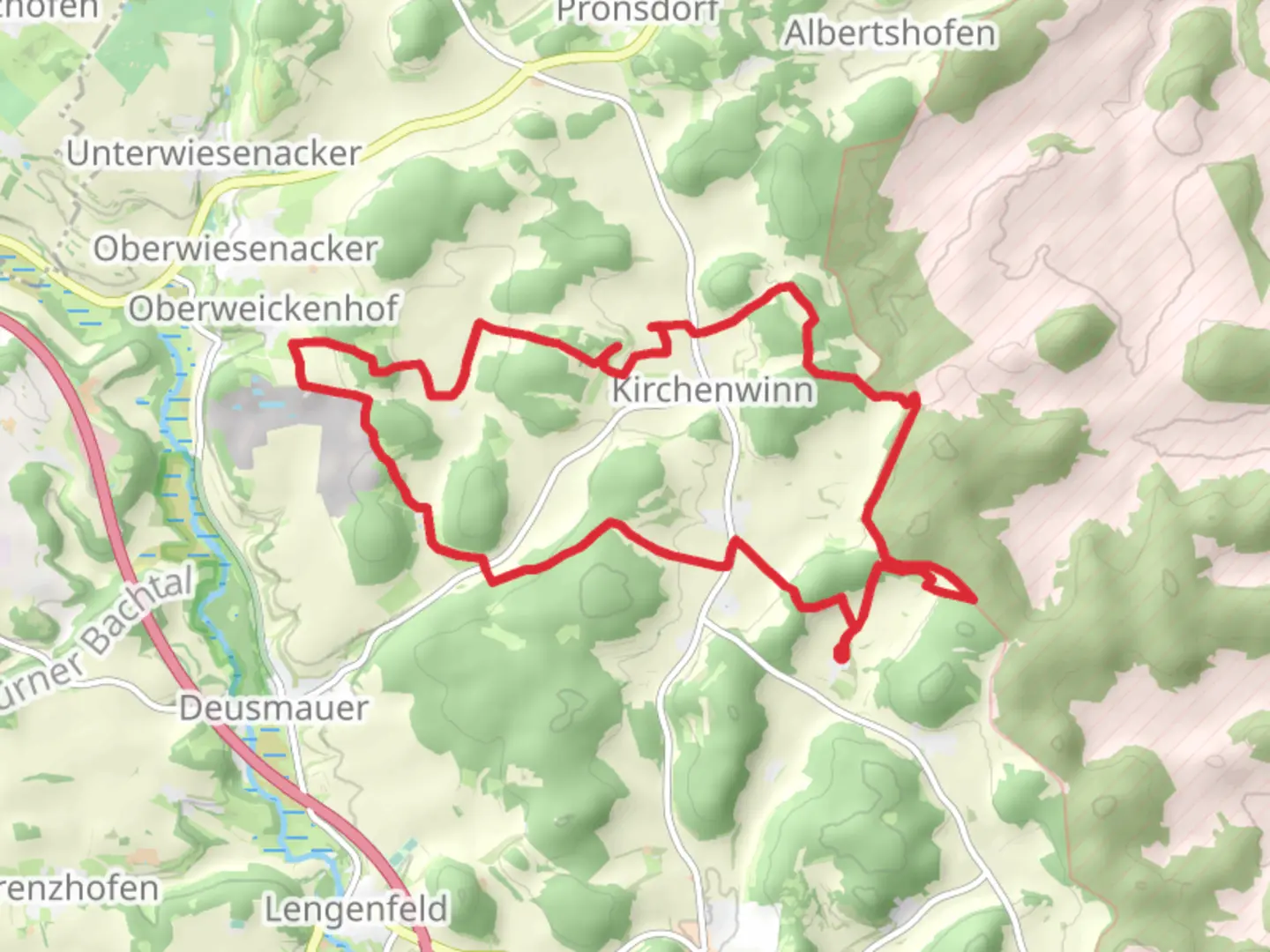 An image depicting the trail Diesenhof Loop and its surrounding area.