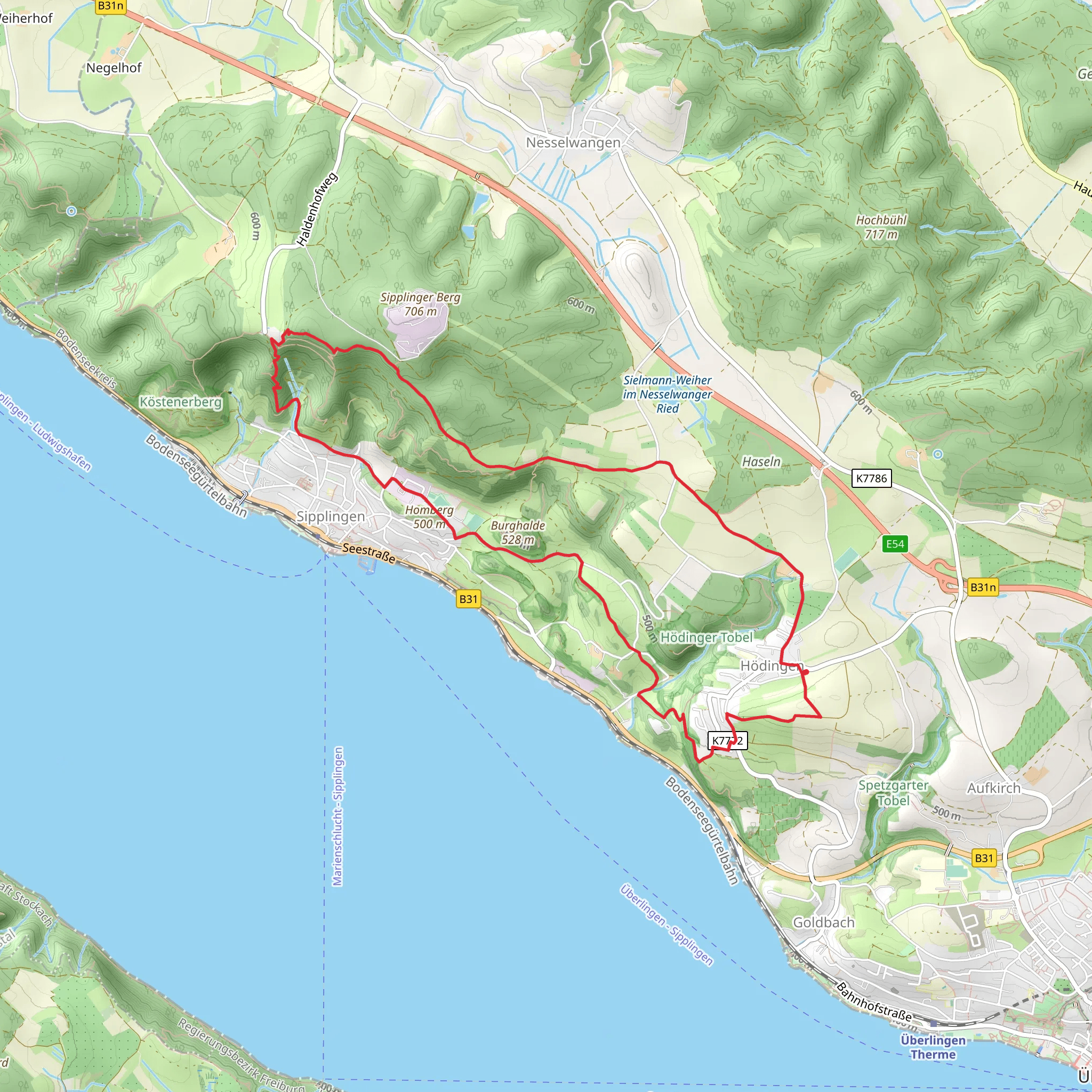 Fidelishöhe, Ruine Hohenfels and Zimmerwise Loop via Jubilaumsweg Bodenseekreis mobile static map