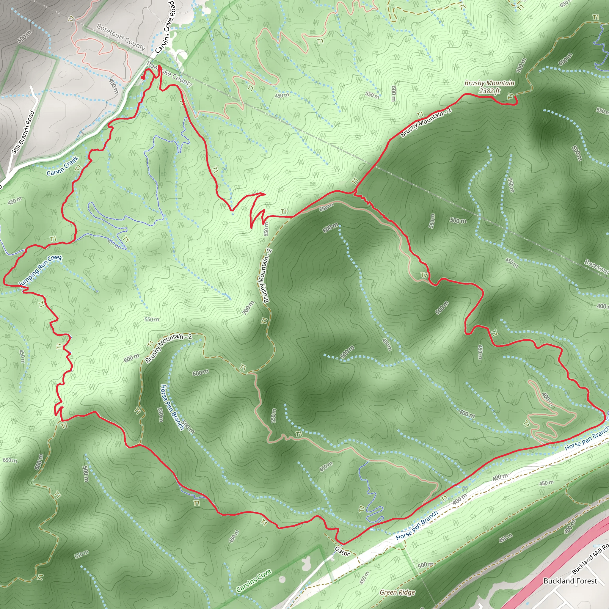 Four Gorges, Hi-Dee-Hoe, Brushy Mountain and Buck Loop mobile static map