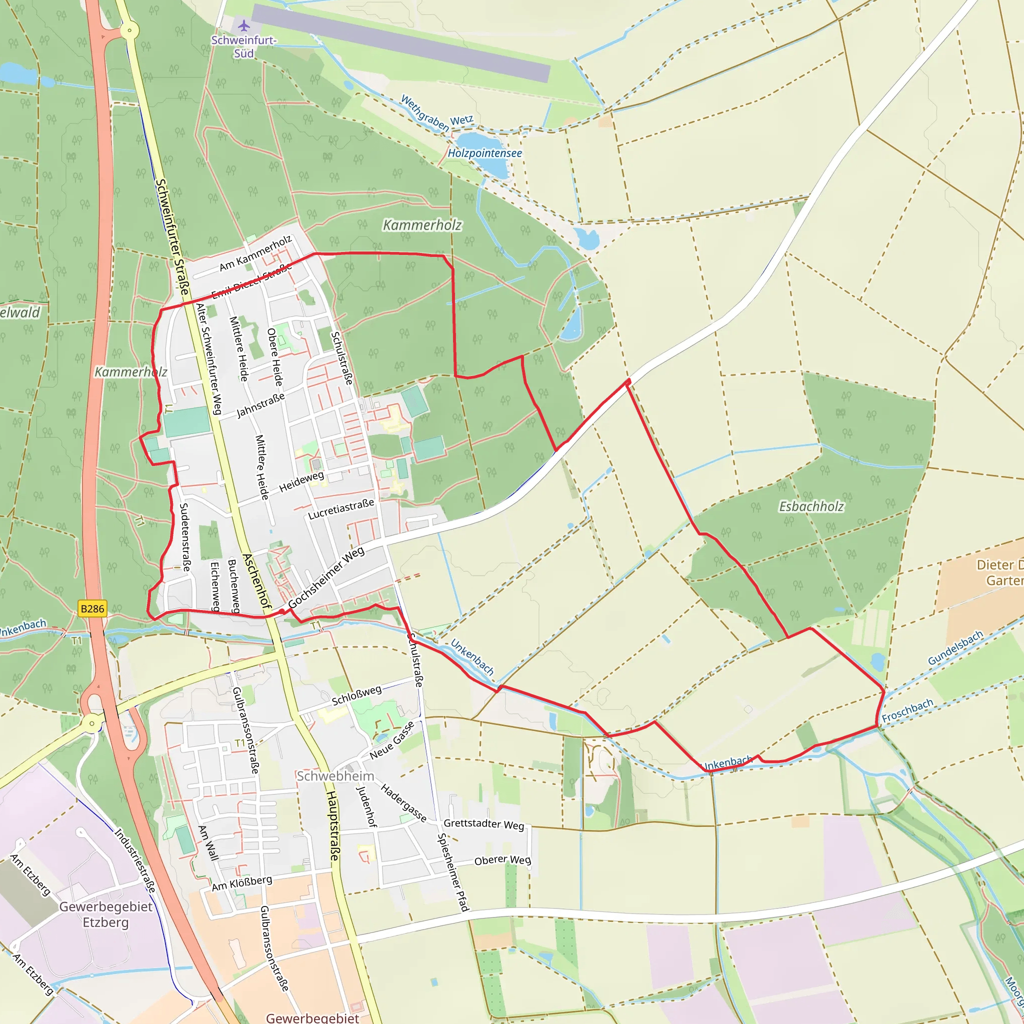 Schwebheim Loop via Kammerholz mobile static map