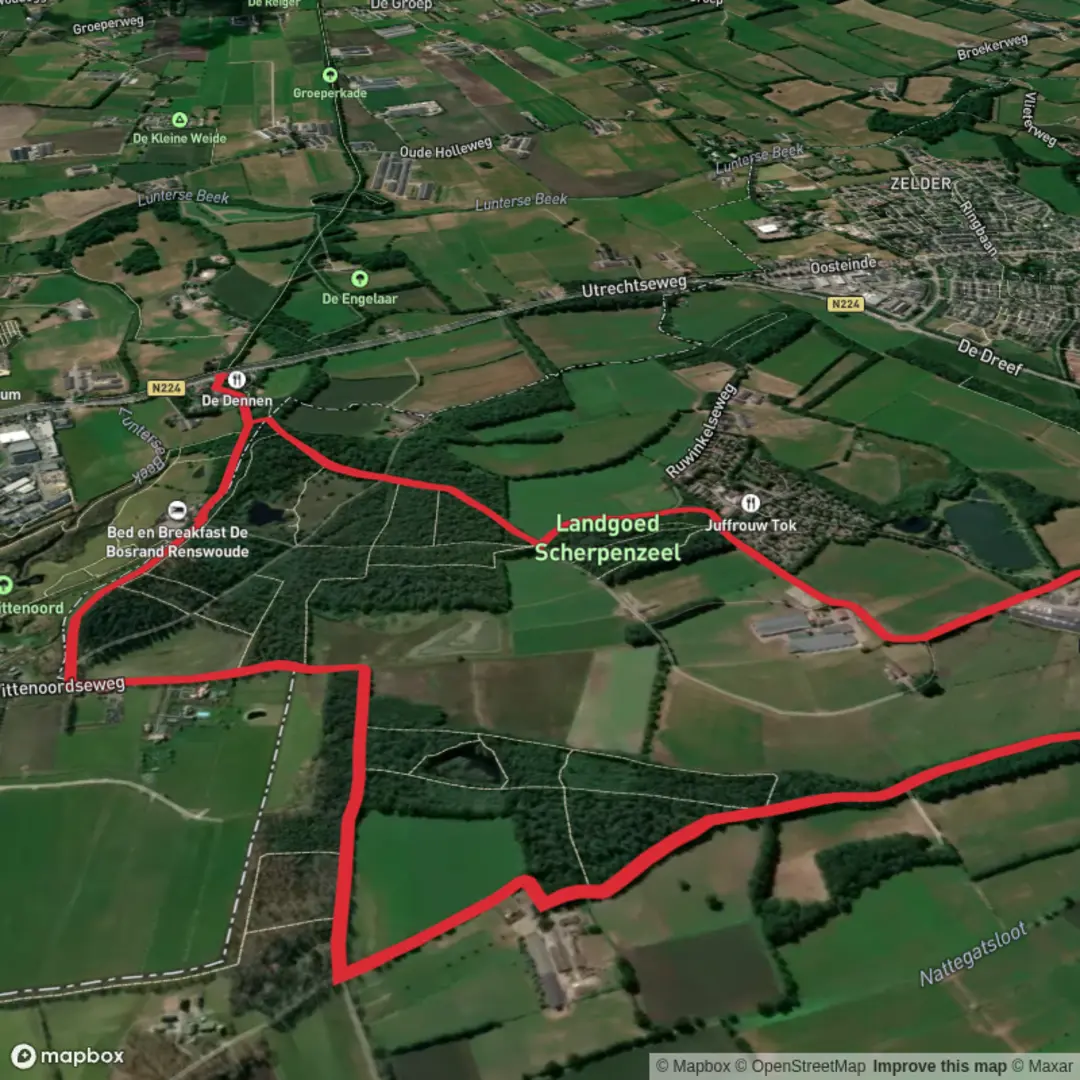 An image depicting the trail Breeschoterpad Loop and its surrounding area.