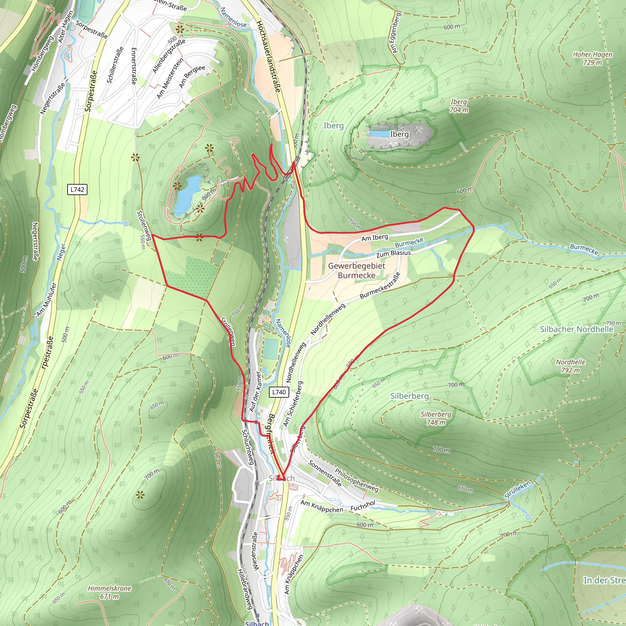 Silbach and Siedlinghausen Rundweg mobile static map