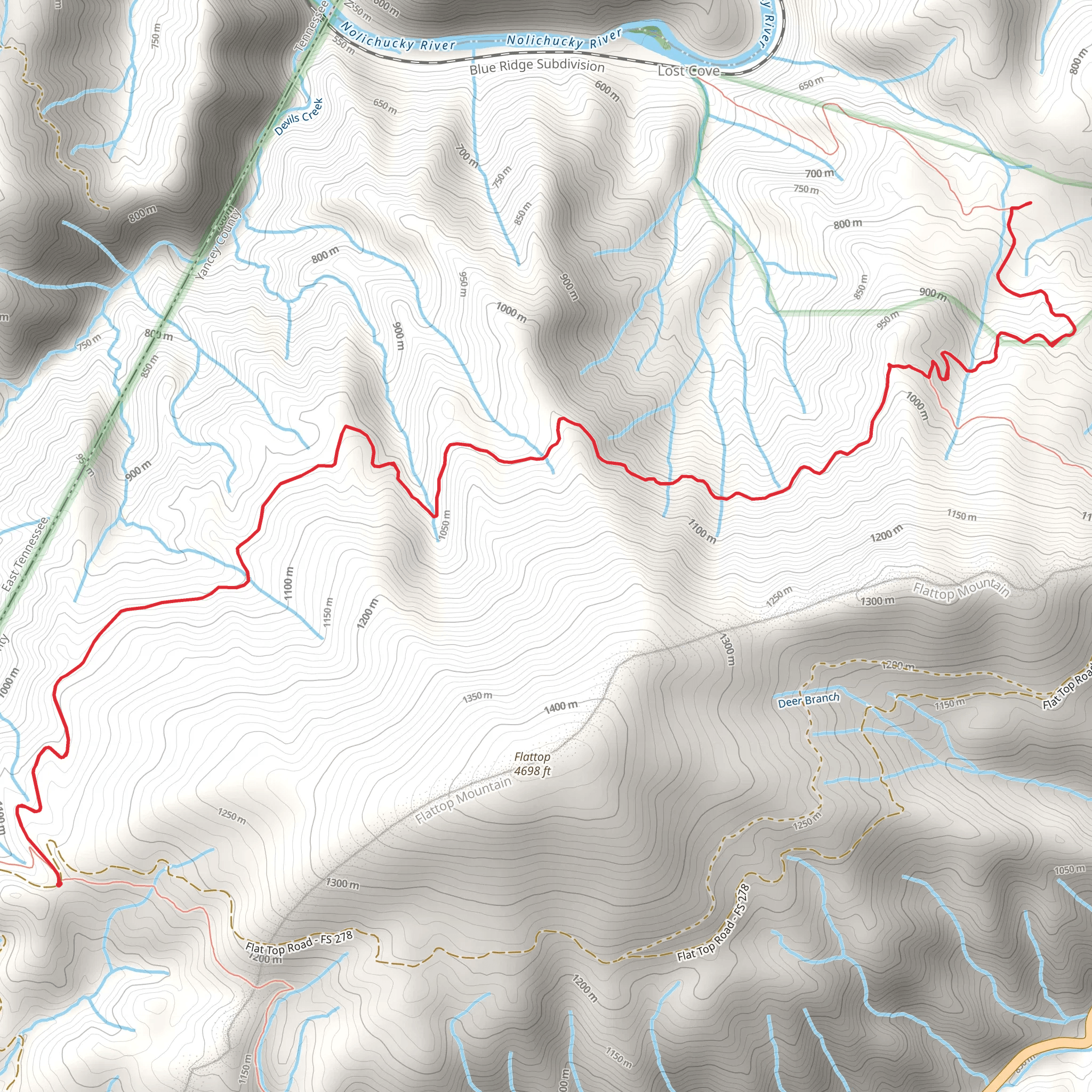 Devils Creek and Lost Cove Trail mobile static map