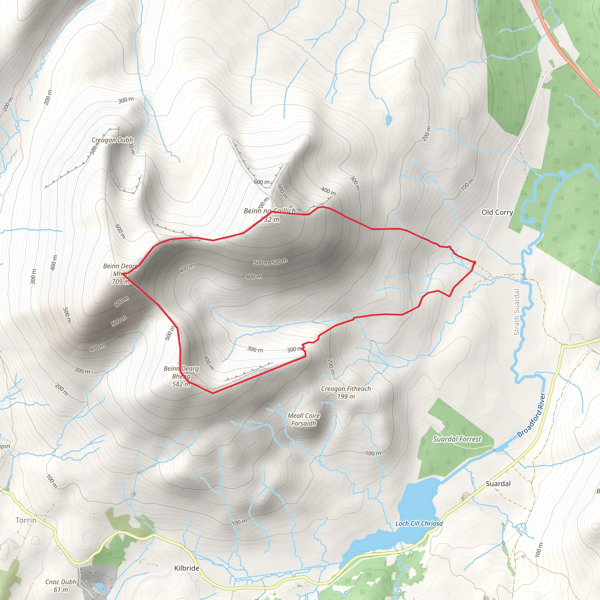 Beinn na Caillich and Coire Gorm Horseshoe Loop mobile static map