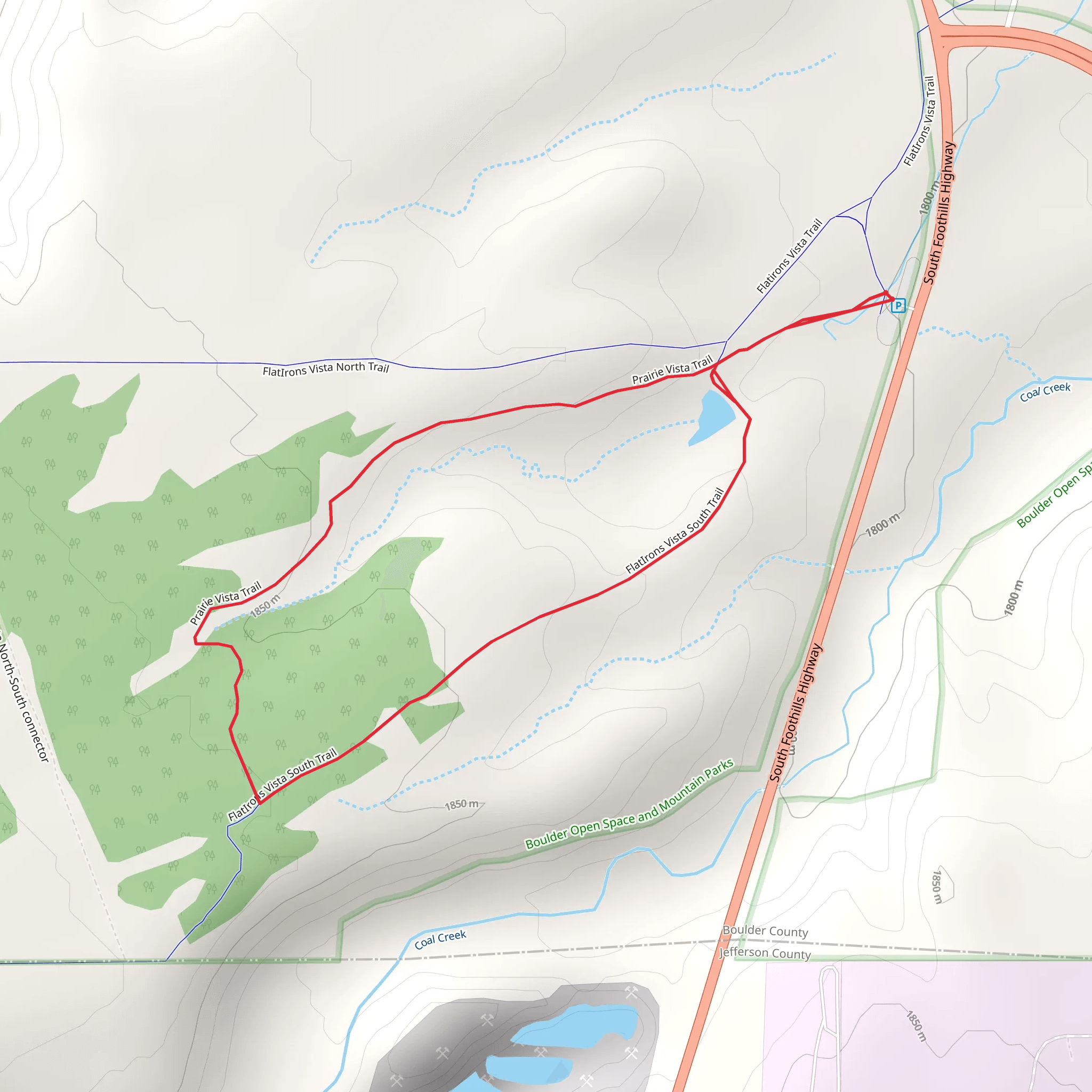 FlatIrons Vista North Trail and Prairie Vista Loop Trail mobile static map