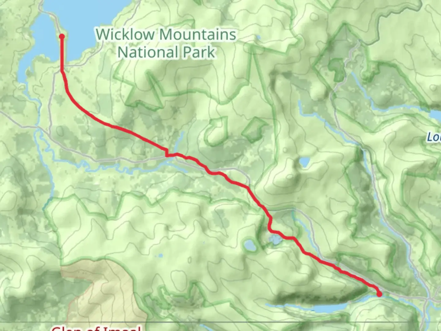 An image depicting the trail Valleymount st Kevin's way and its surrounding area.