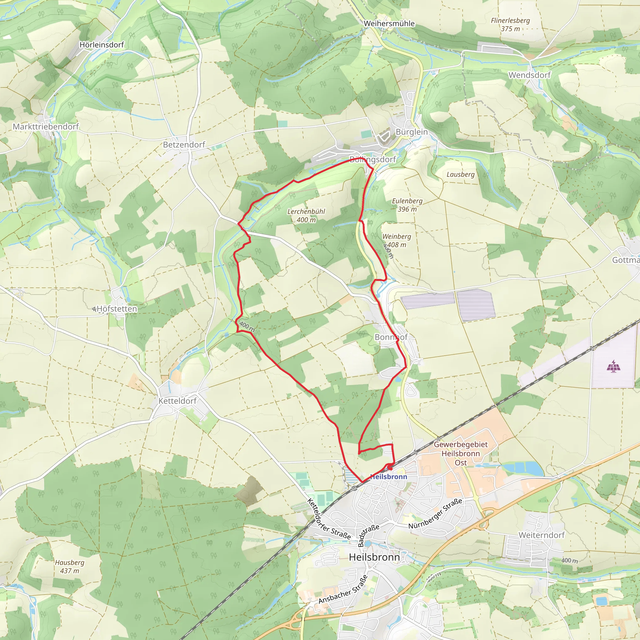 Heilsbronner Rundweg 3 and Zollernweg mobile static map