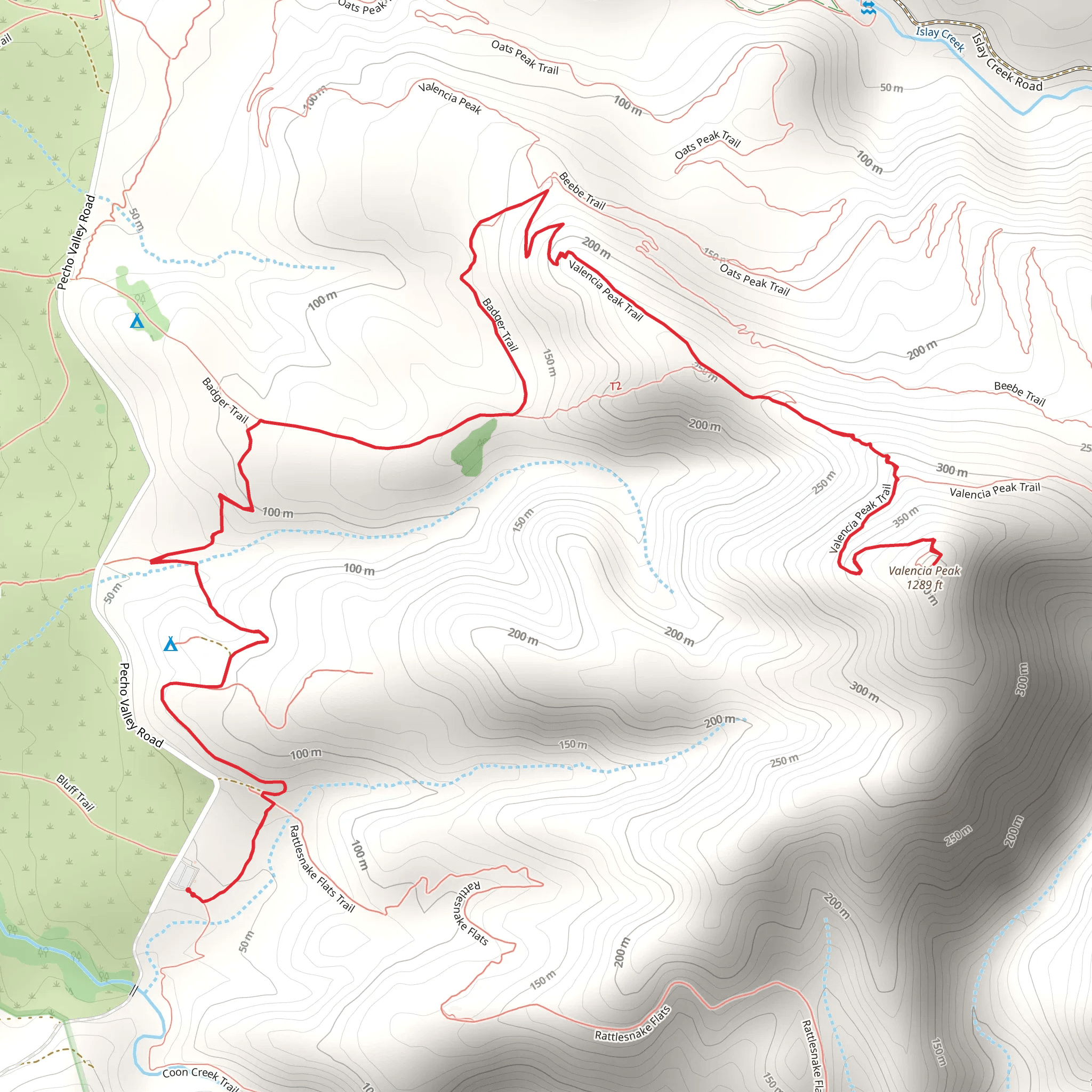 Badger Trail and Valencia Peak Trail mobile static map