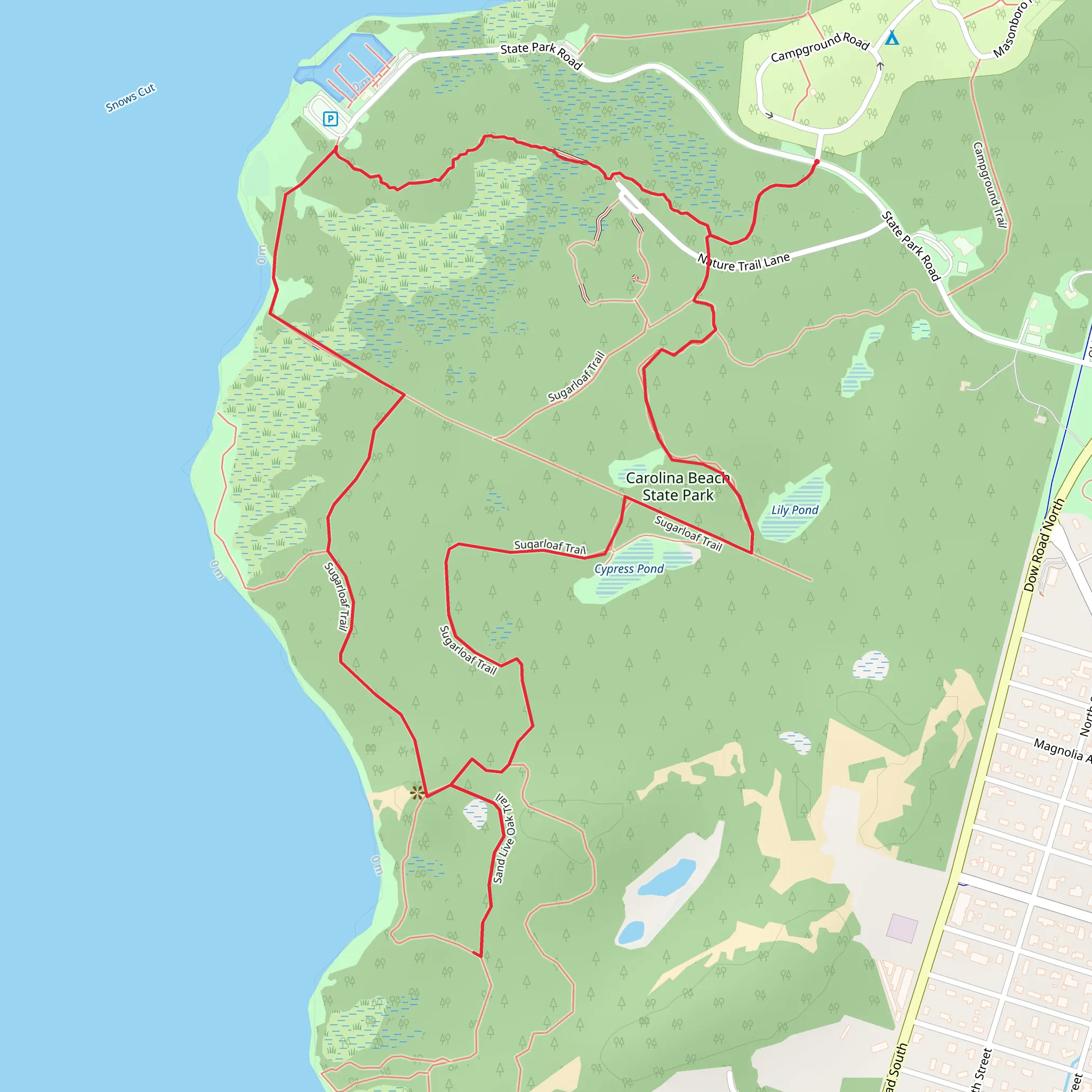 Carolina Beach State Park Loop mobile static map