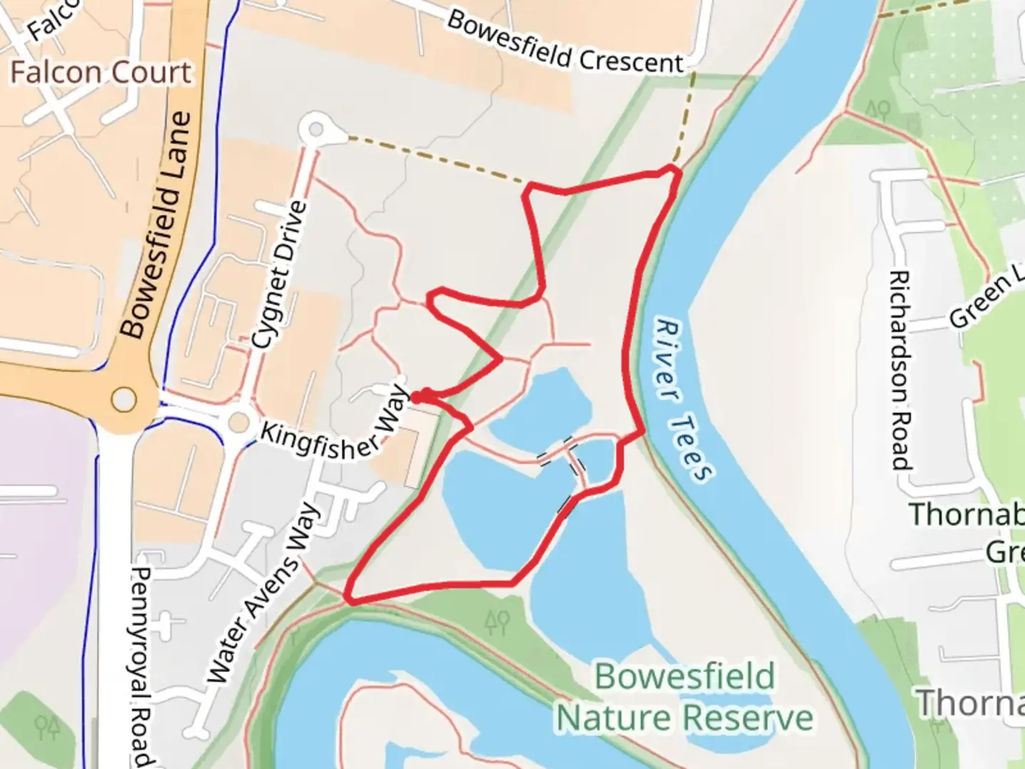 An image depicting the trail Bowsfield Nature Reserve and Black Bobbies Field Nature Reserve Loop and its surrounding area.