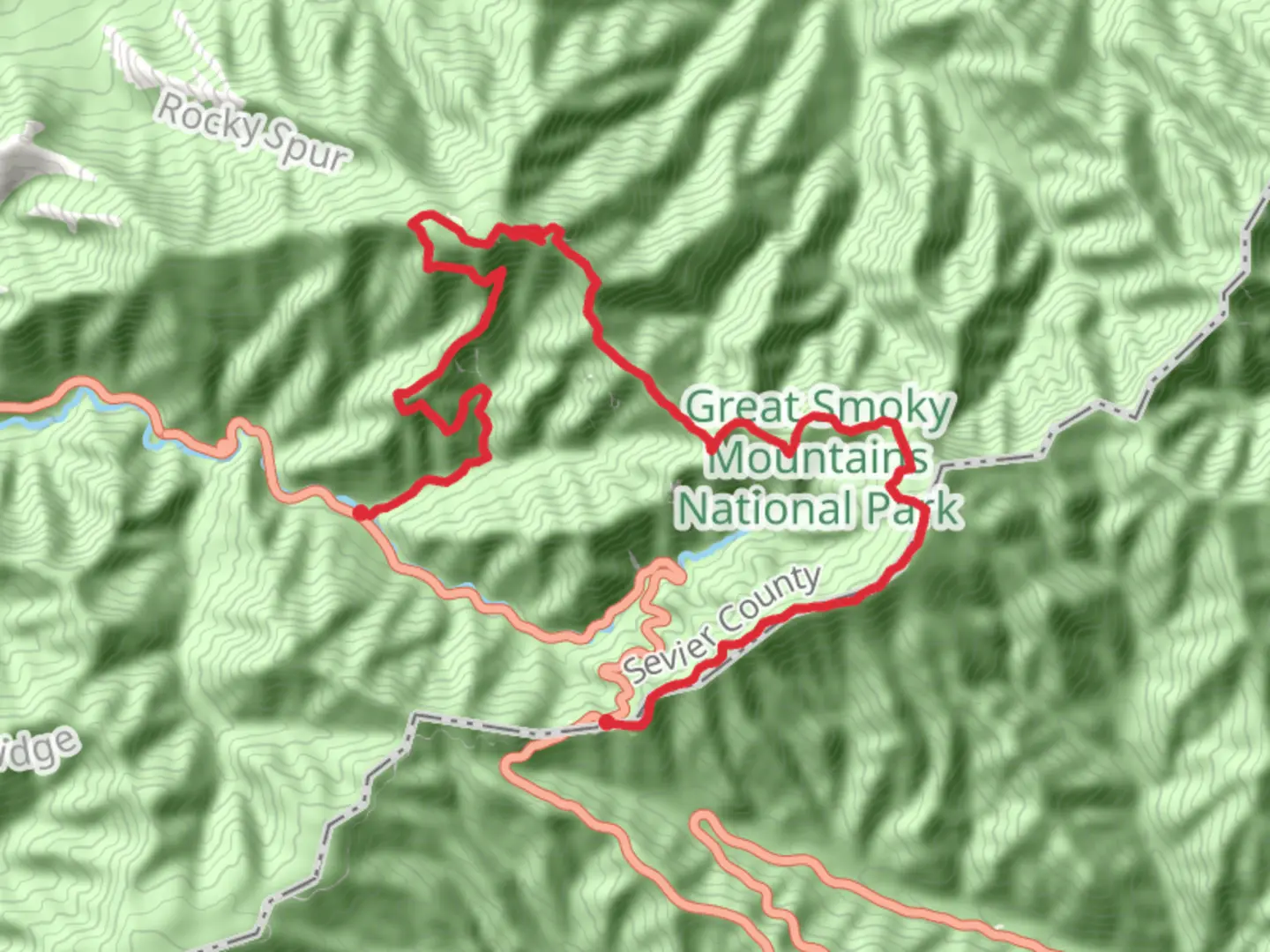 An image depicting the trail Appalachian and Alum Cave Horseshoe Trail and its surrounding area.