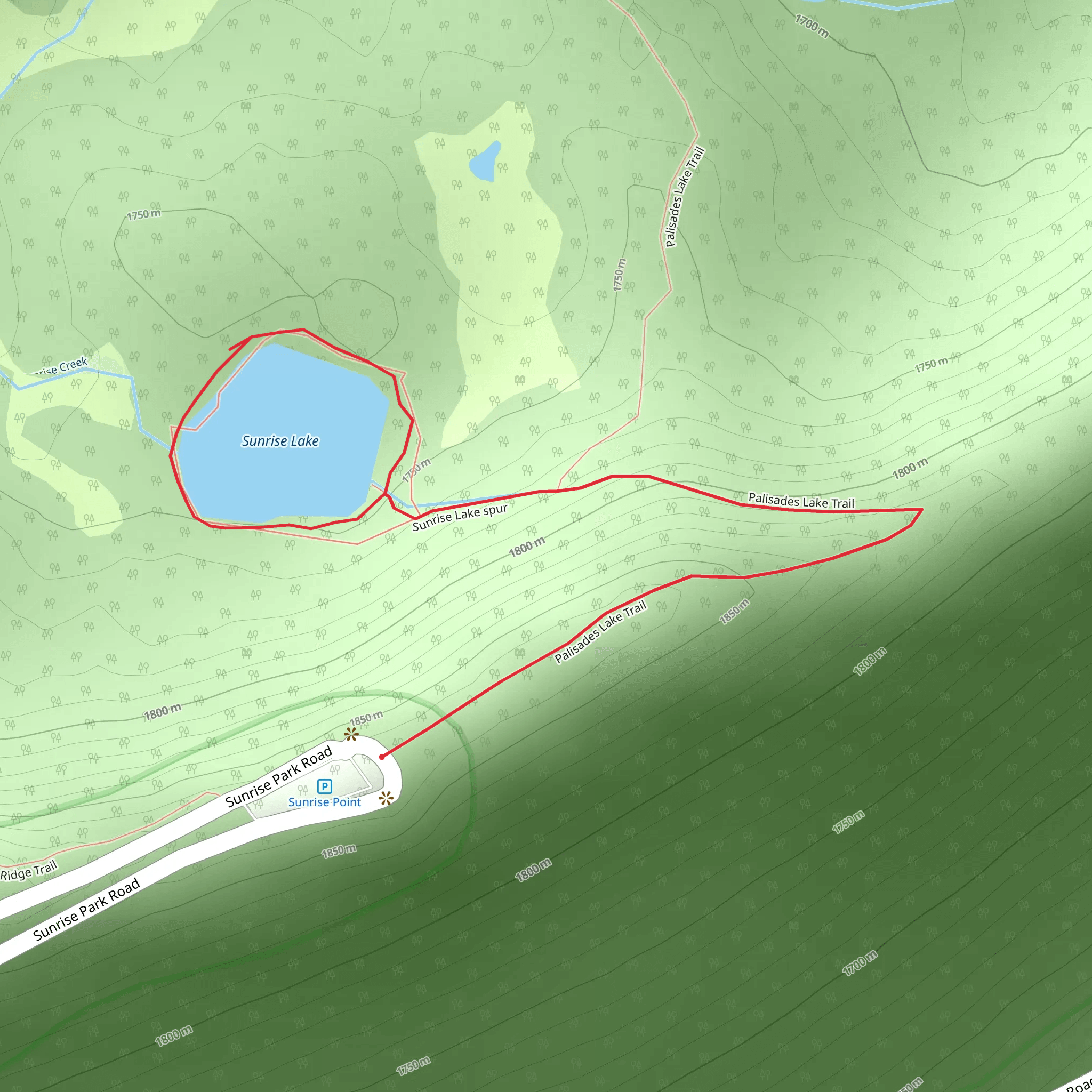 Sunrise Lake Loop mobile static map
