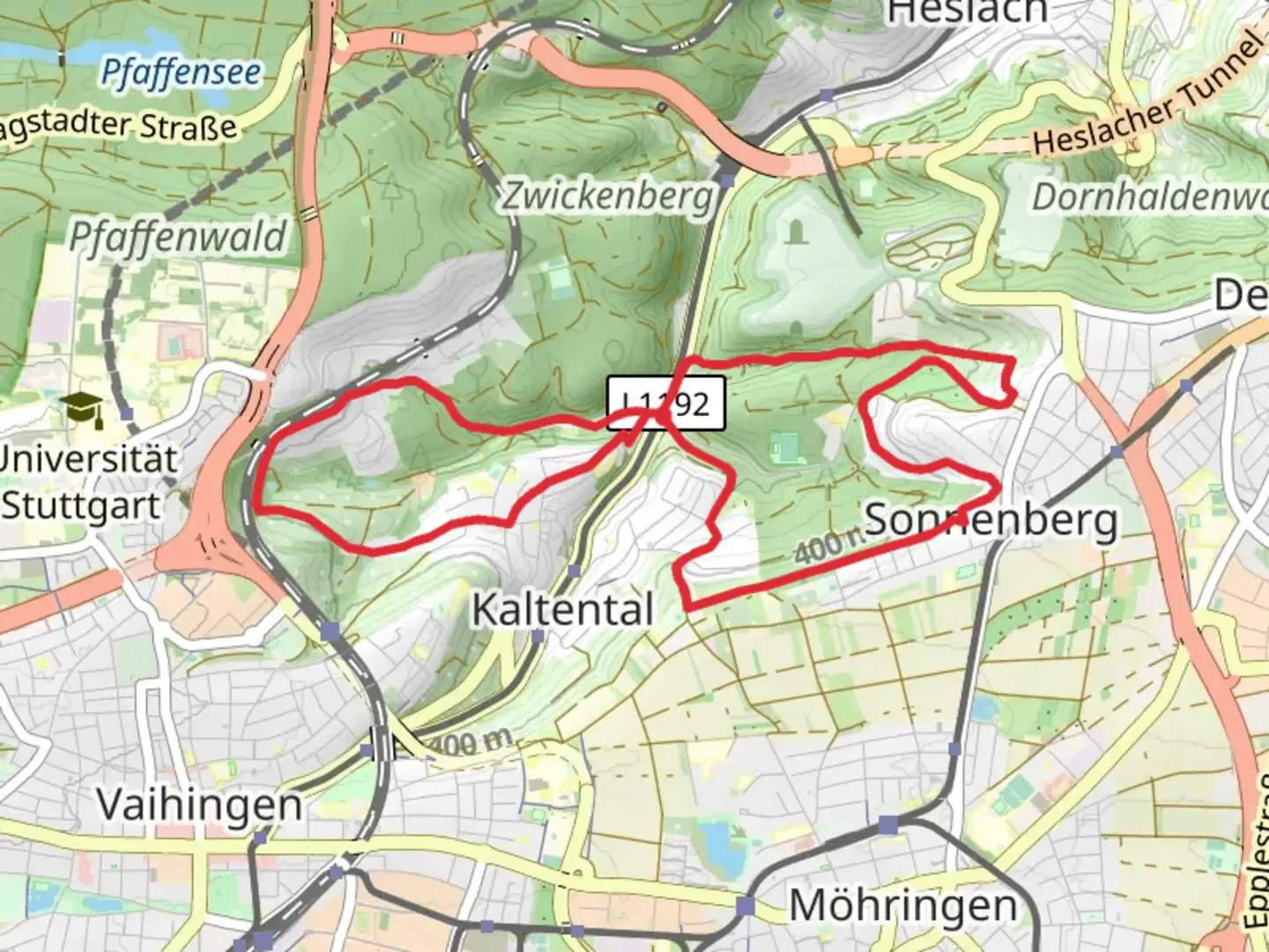 An image depicting the trail Schlosswaldäcker Loop and its surrounding area.